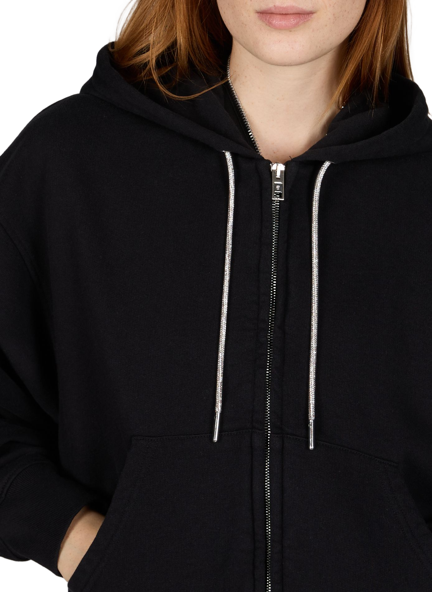 Hoodie zip à capuche en coton ALEXANDER WANG Noir