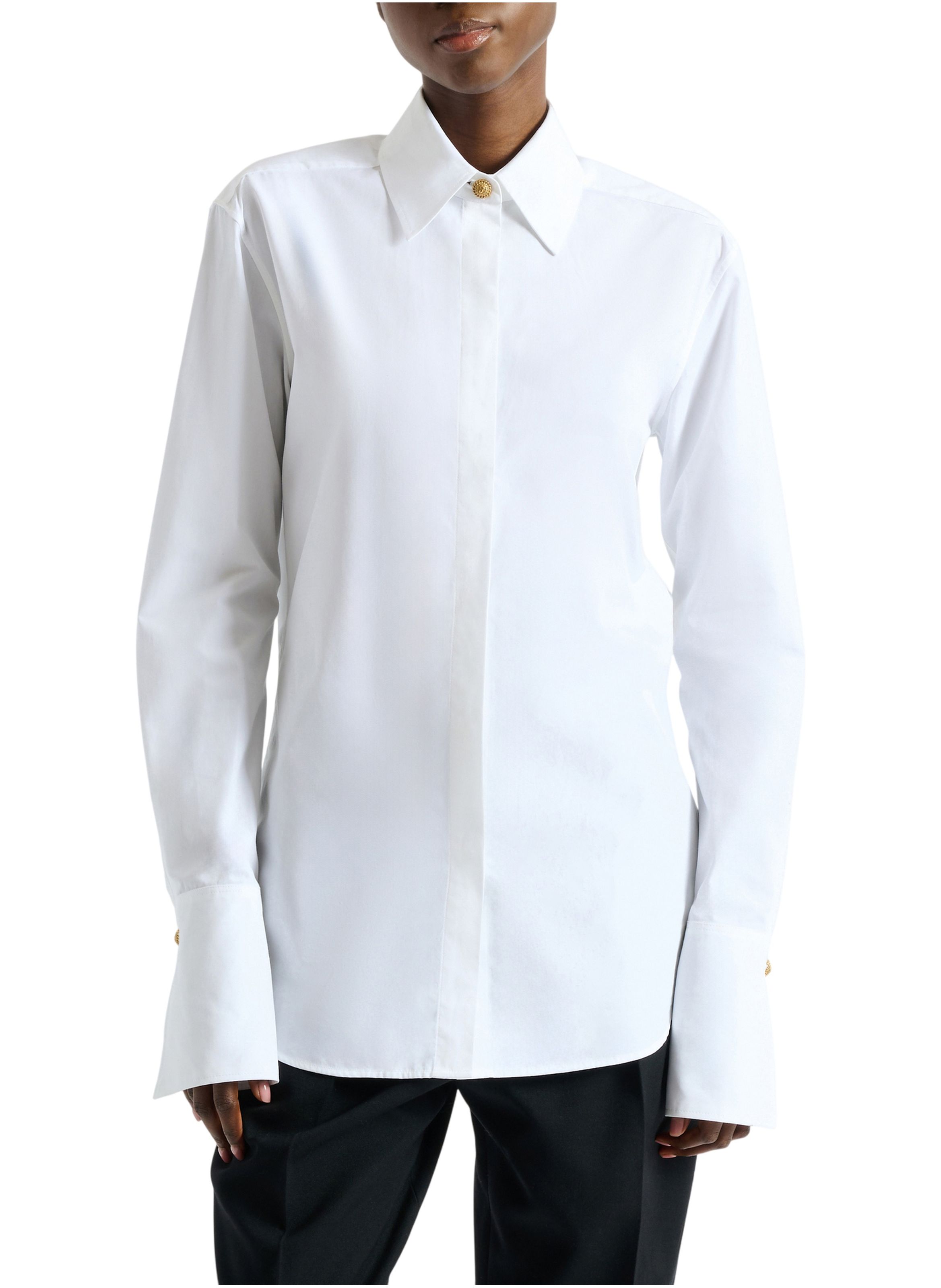 Chemise en popeline de coton BALMAIN Blanc