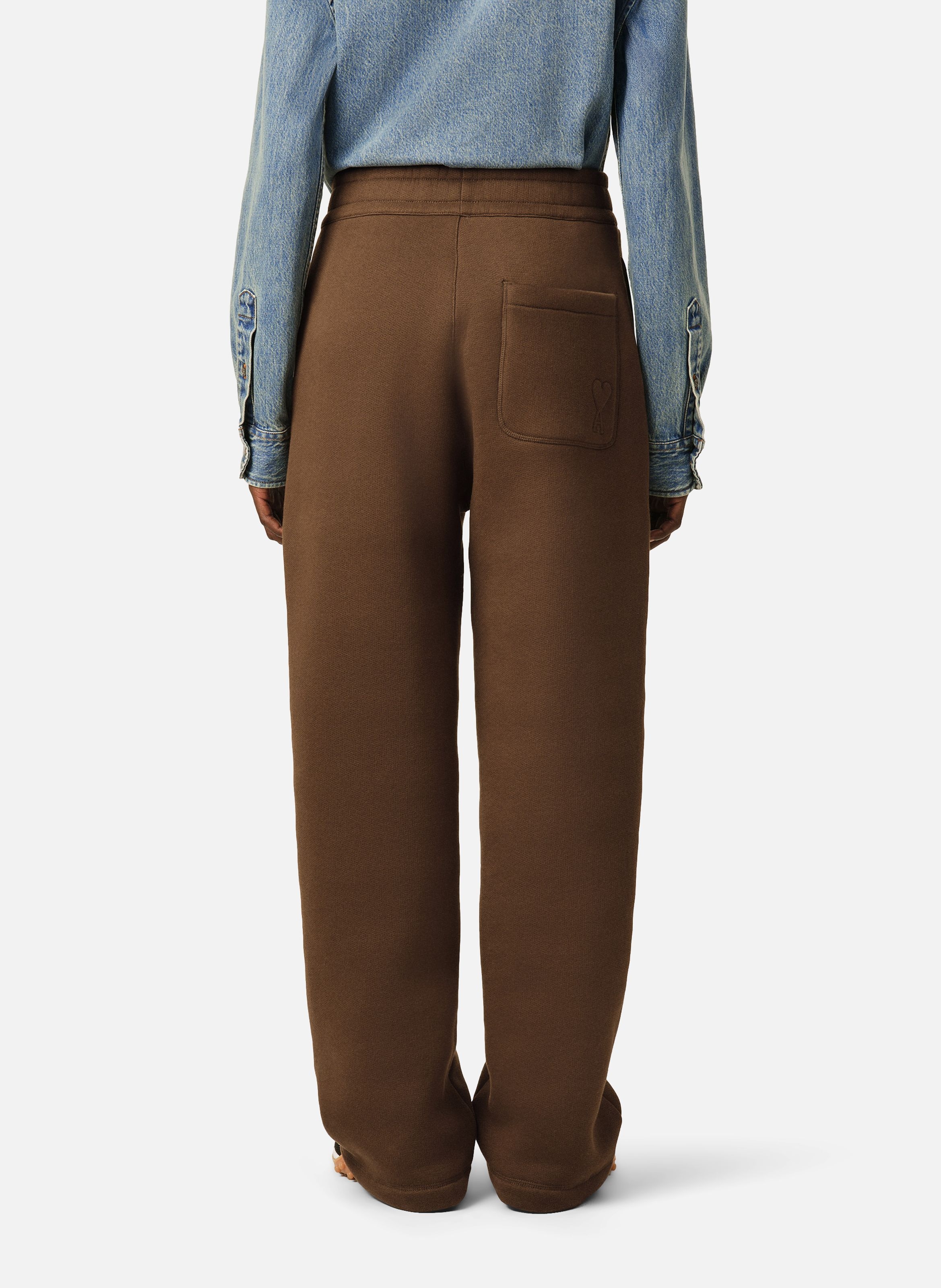 Jogging unisexe en coton ami de coeur embossé AMI PARIS Marron