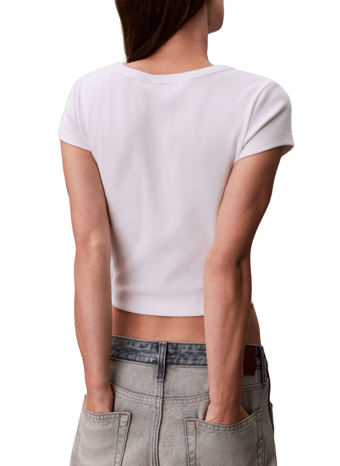 T-shirt court en coton mélangé CALVIN KLEIN Blanc