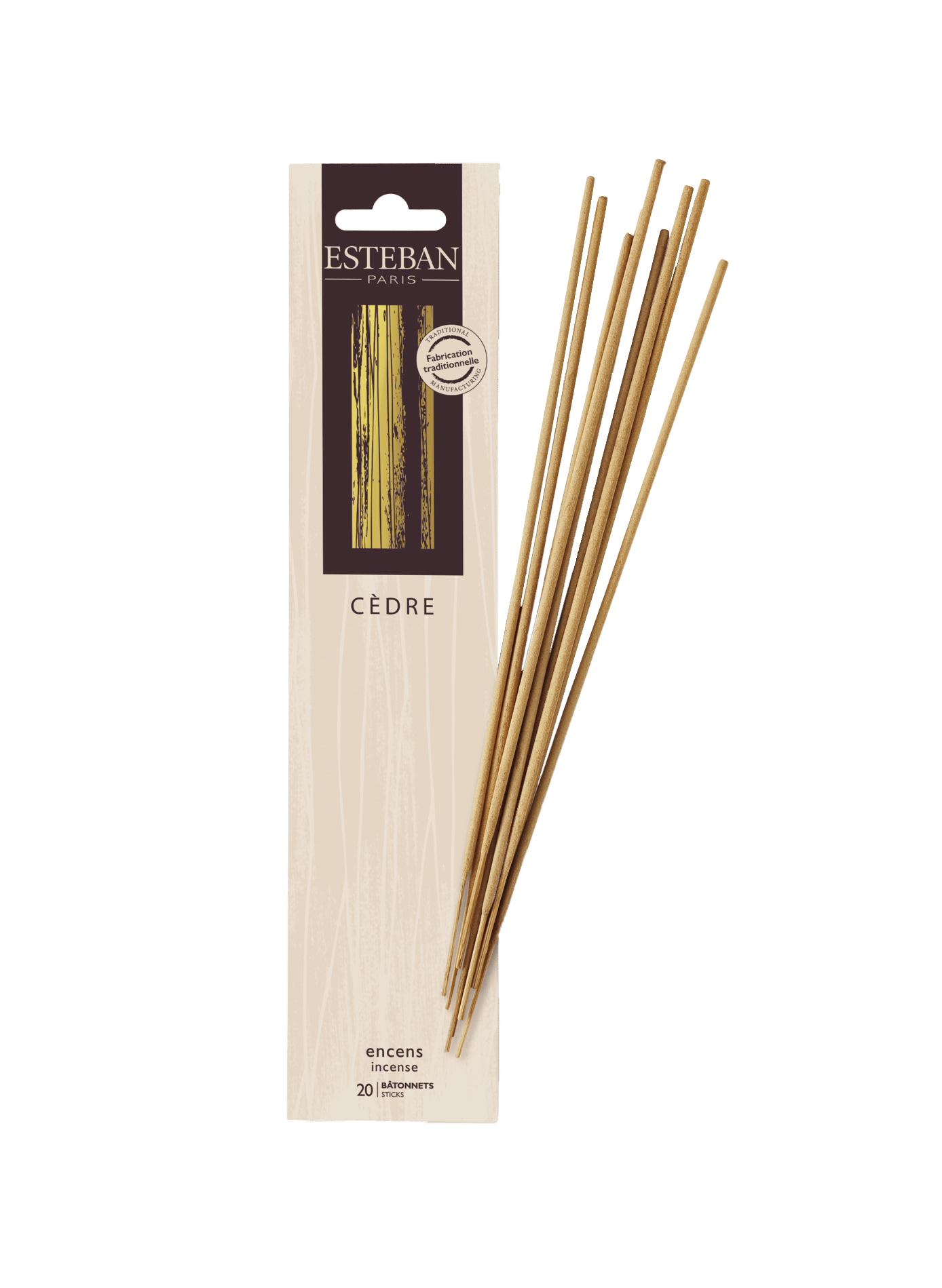 20 bâtonnets d'encens indiens Cèdre ESTEBAN Beige