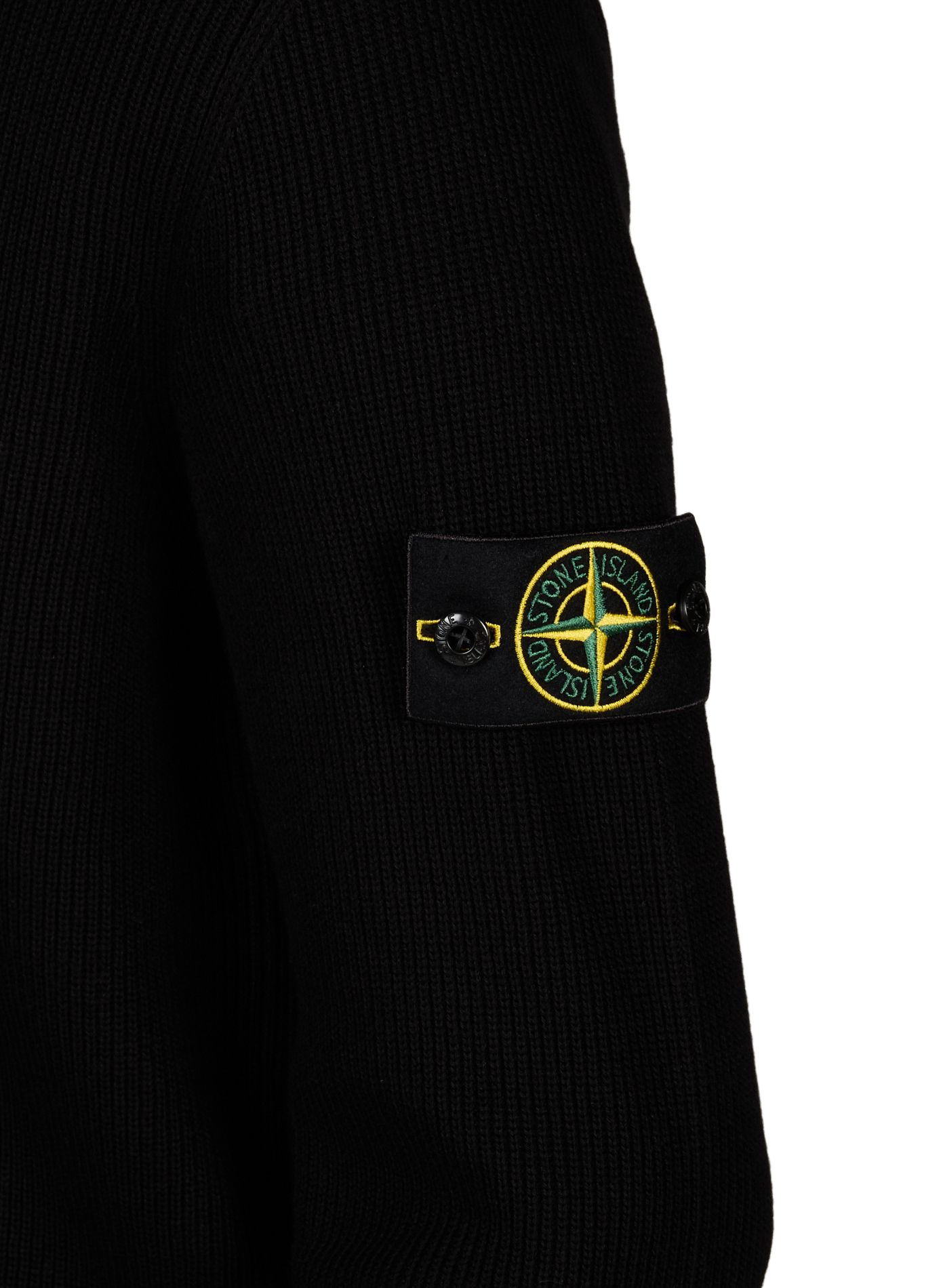 Gerade geschnittene Weste mit Stehkragen aus Baumwolle. STONE ISLAND Schwarz