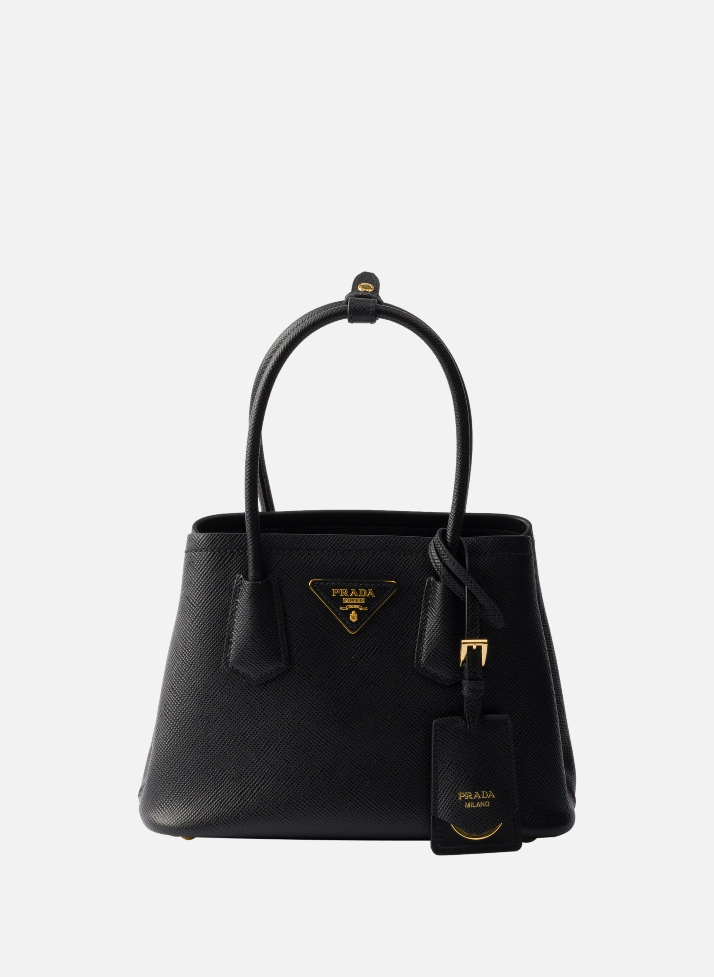 Mini sac prada double en cuir saffiano PRADA Noir