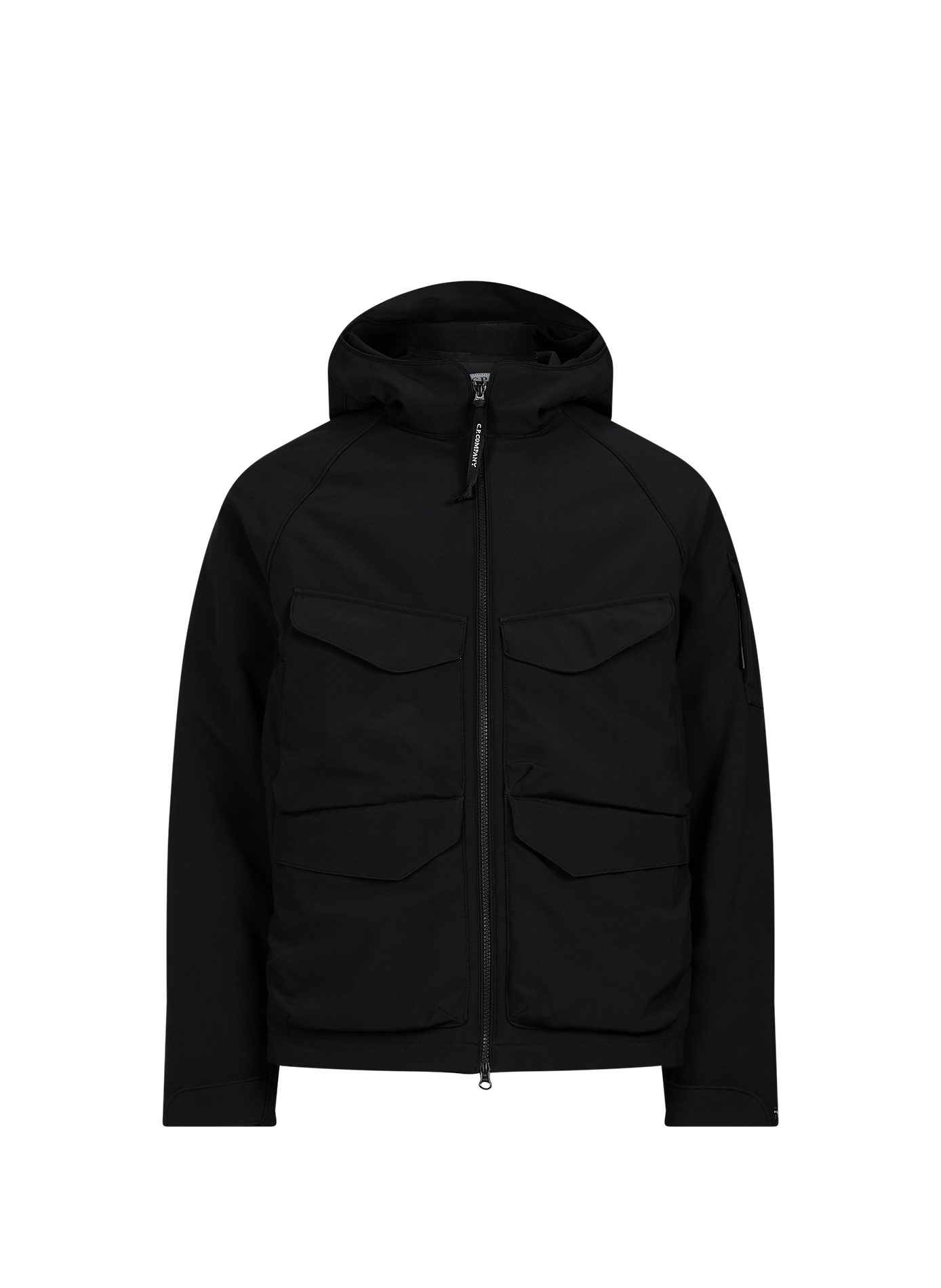 Parka à capuche avec écusson logo CP COMPANY Noir