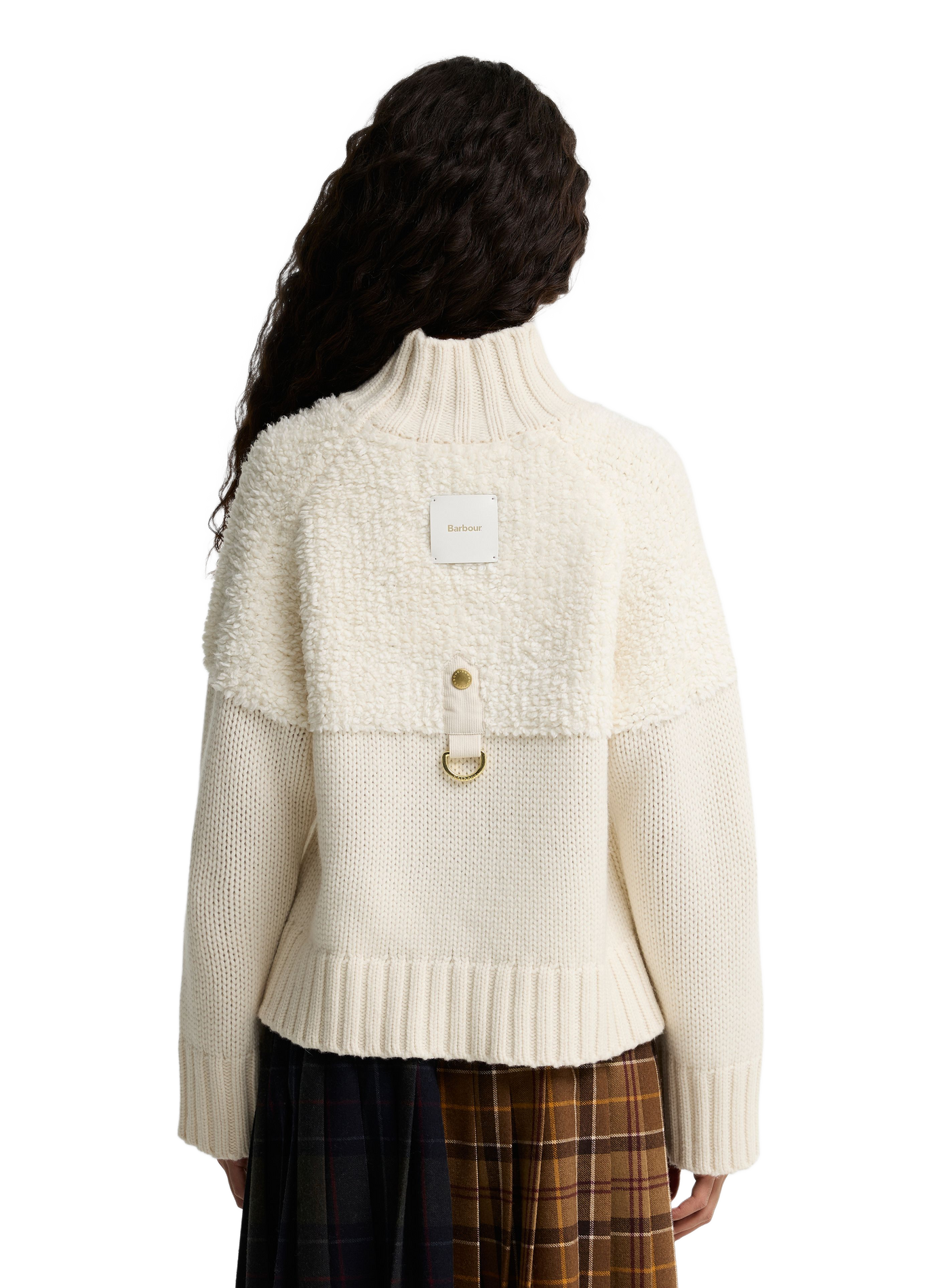 Straight cut high-neck bi-material sweater BARBOUR Beige