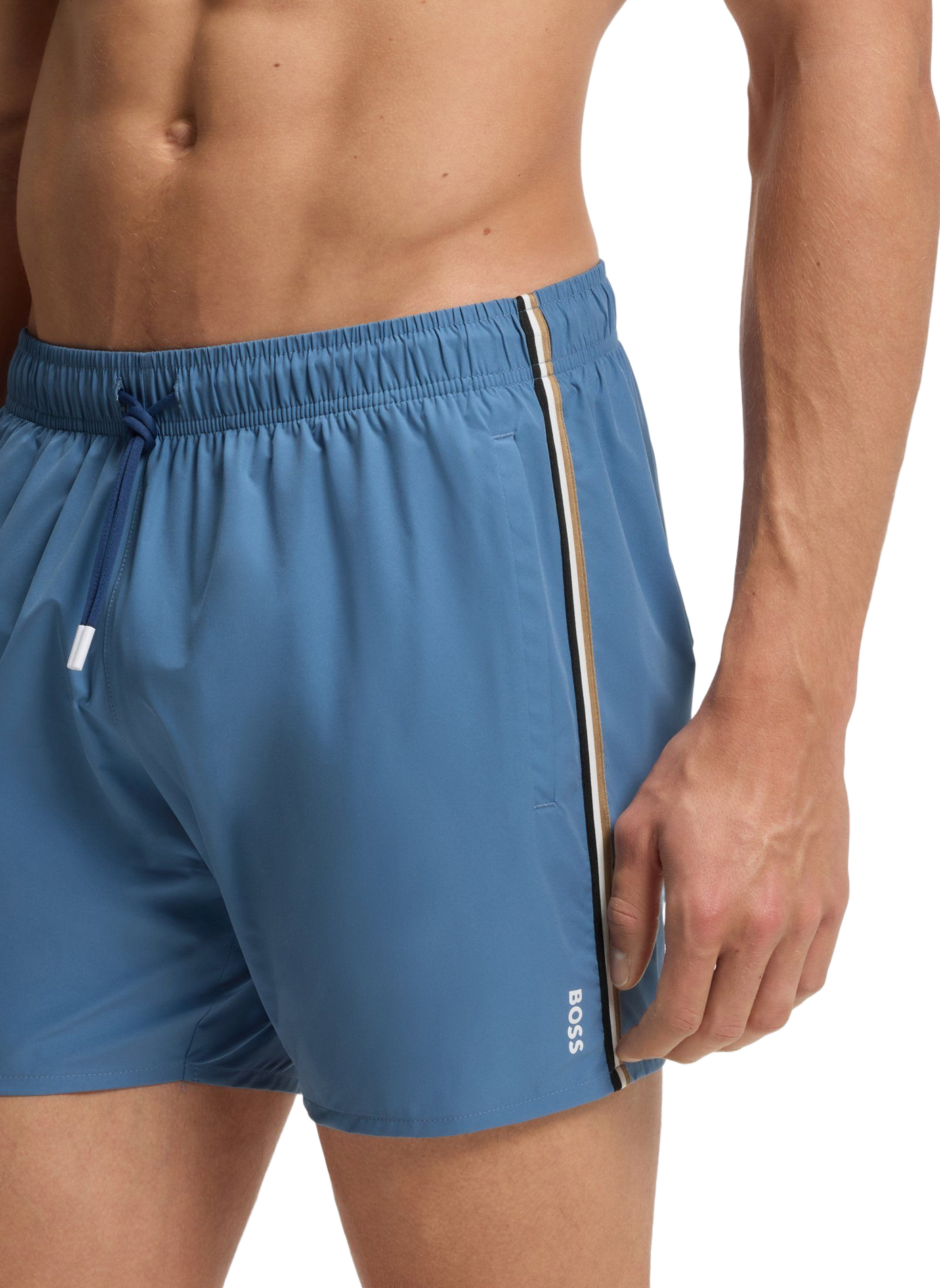 Short de bain Iconic court à rayures  HUGO BOSS Bleu
