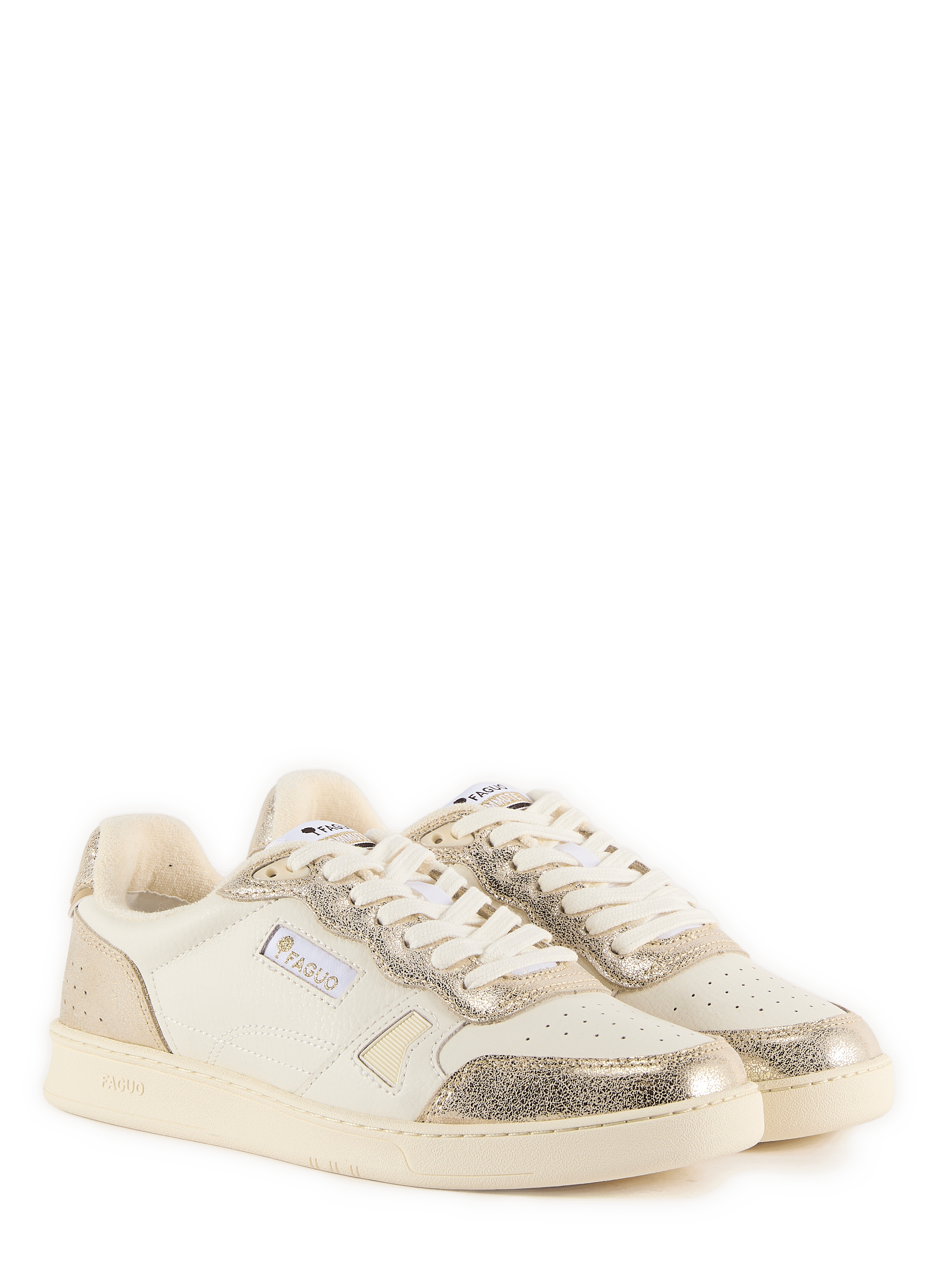 Shiny mixed leather sneakers FAGUO Beige