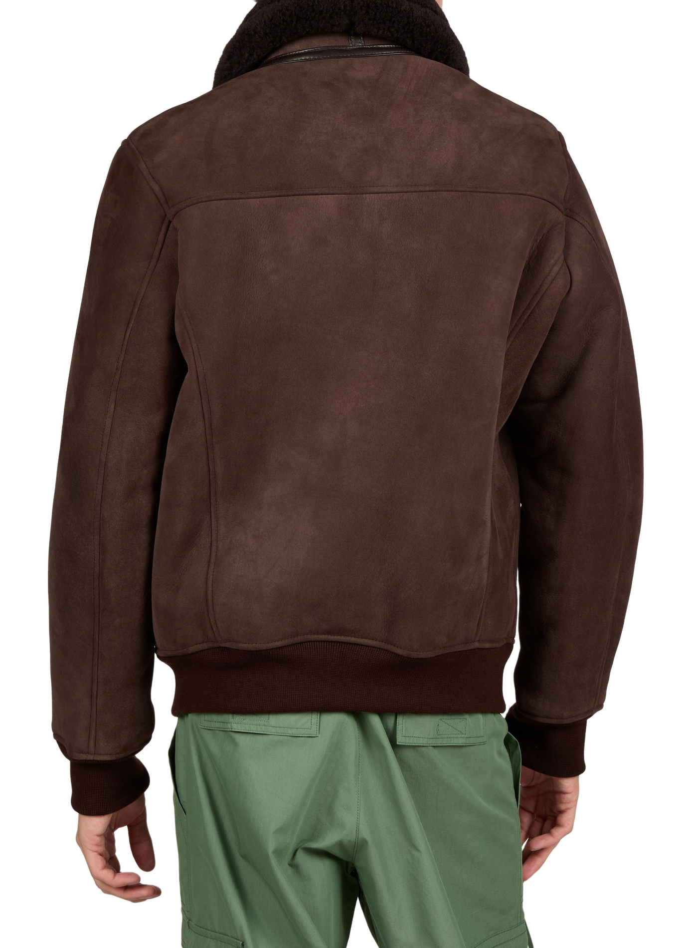 Straight suede leather jacket with aviator collar SCHOTT Brown