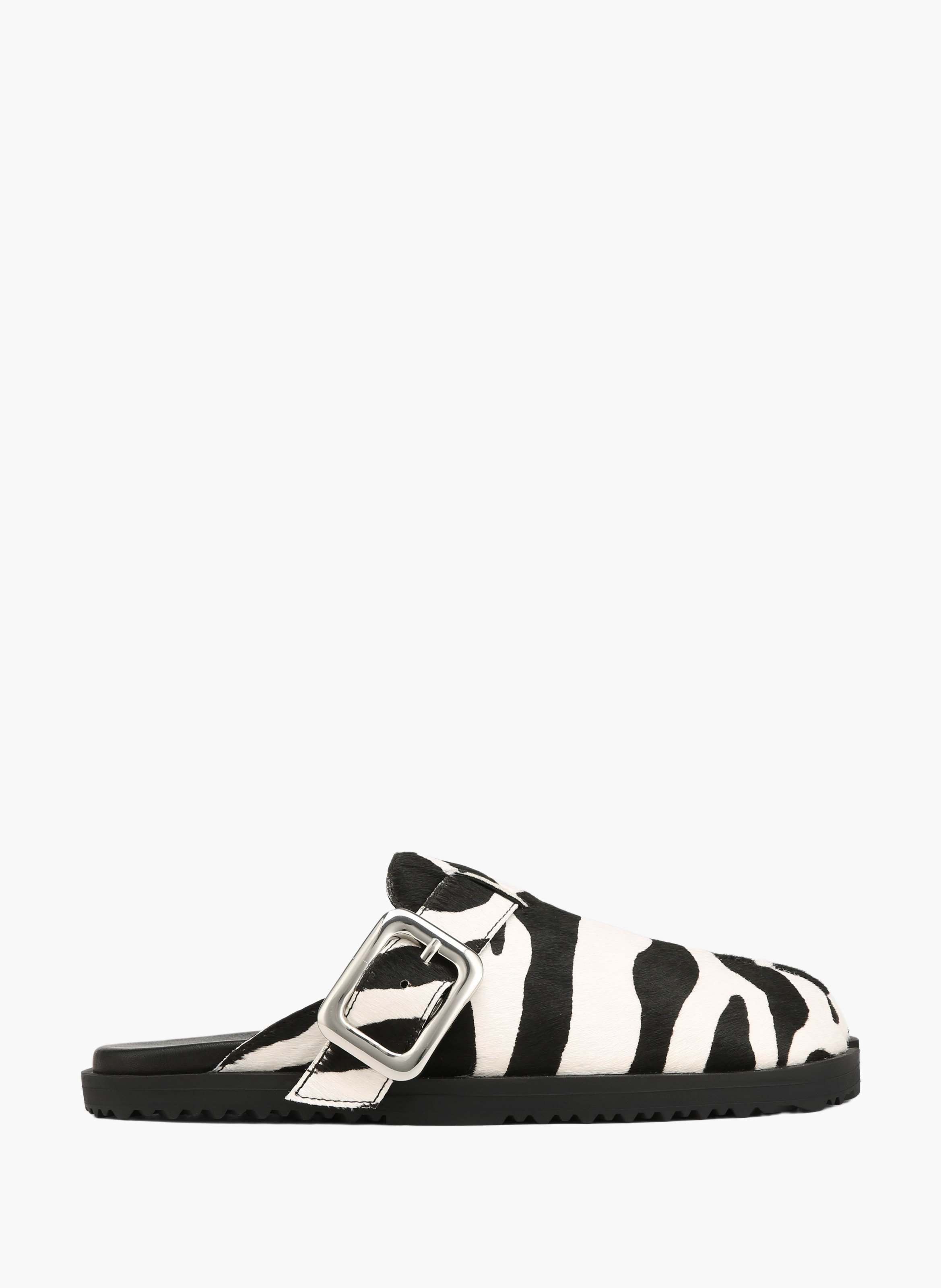 Mules lola en cuir poulain NAKED WOLFE Rayé