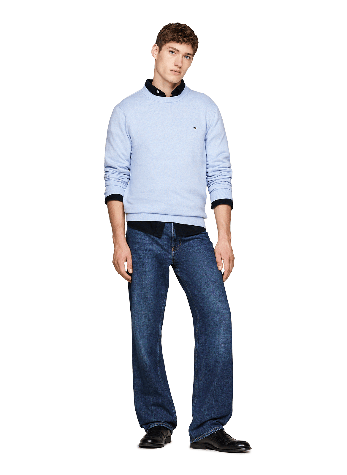 Cotton cable knit jumper Blue