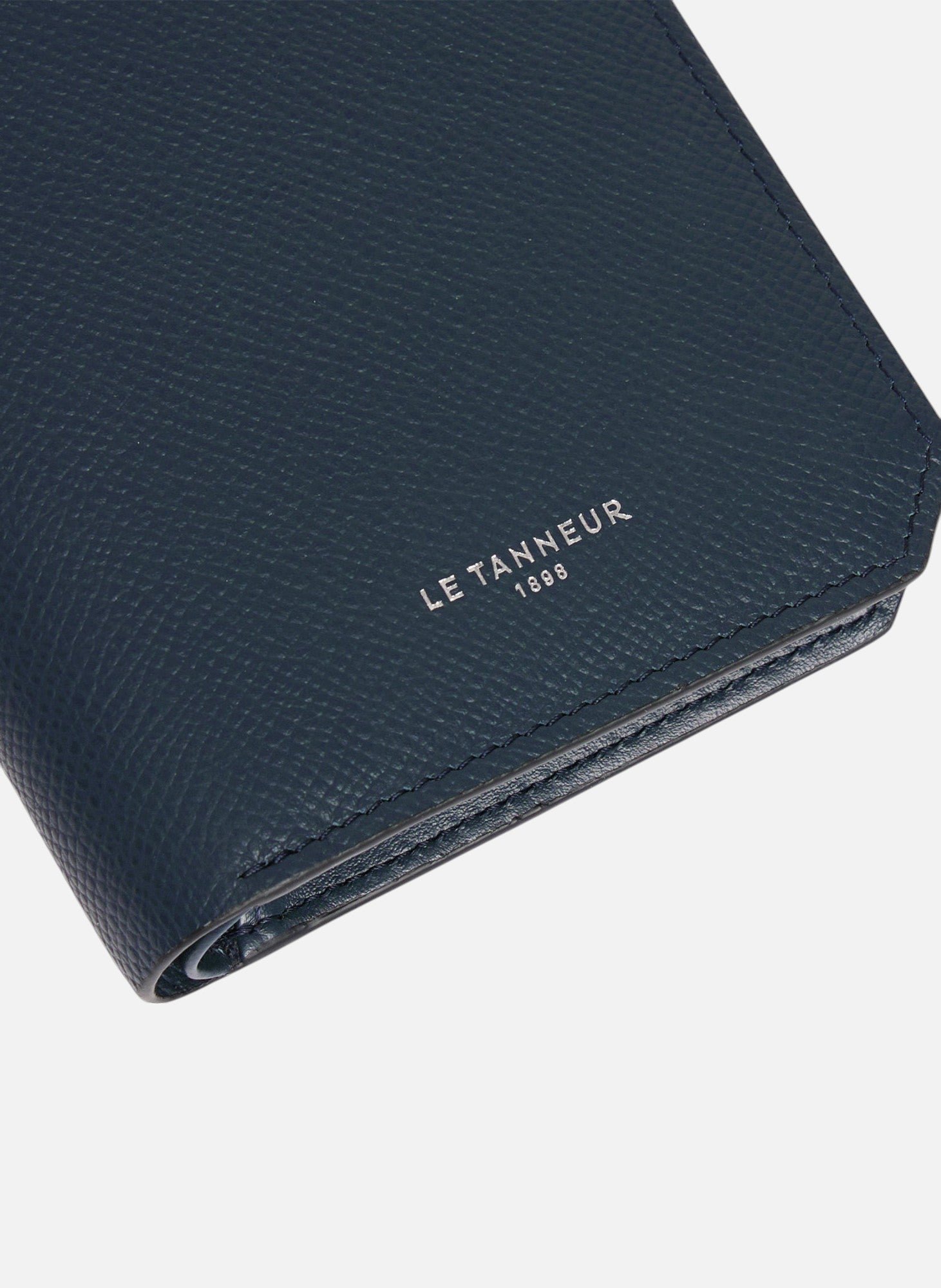 Portefeuille vertical 2 volets gaston en cuir grain croisé LE TANNEUR Bleu