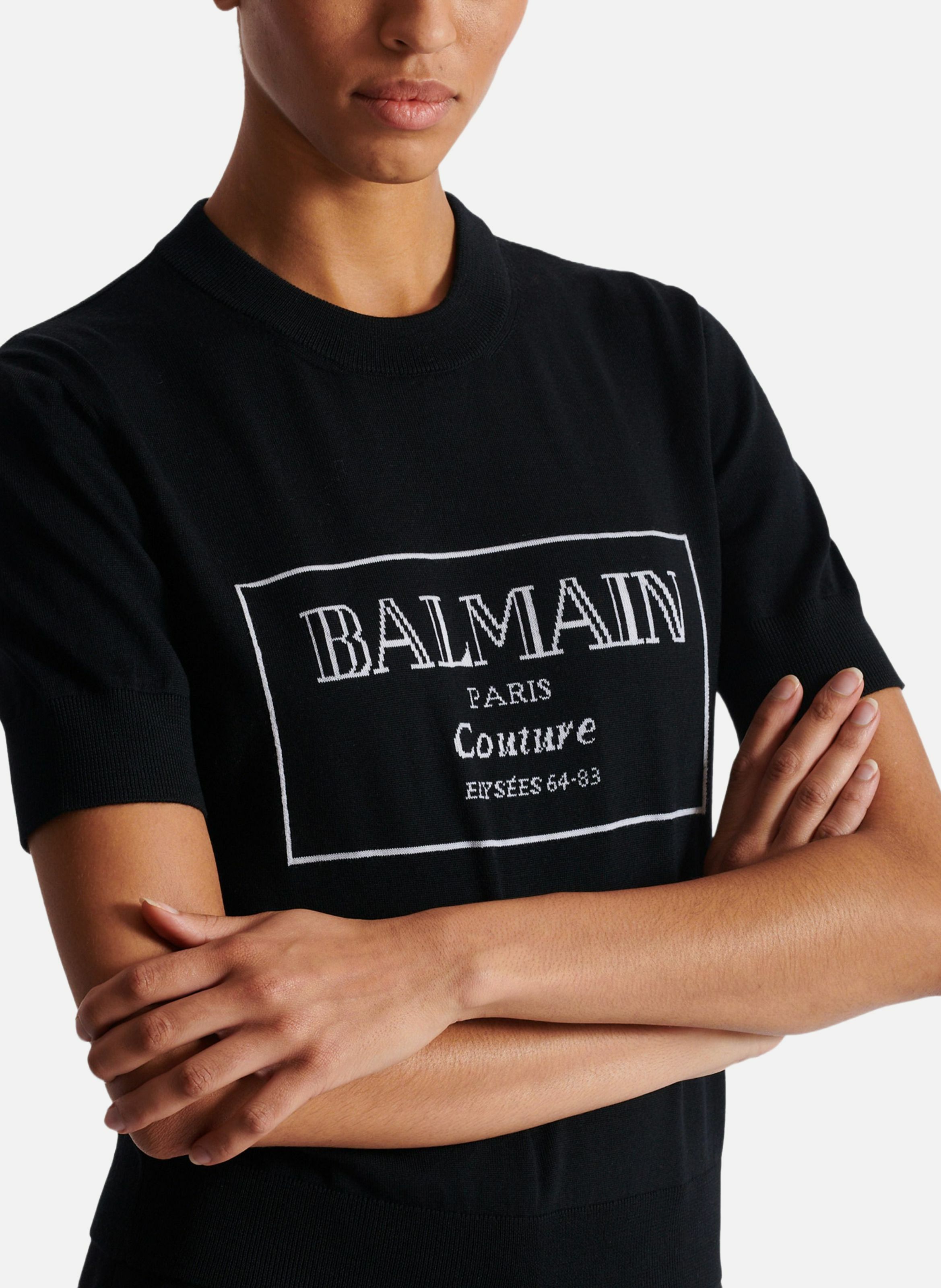 Top bicolore en maille balmain couture BALMAIN Noir