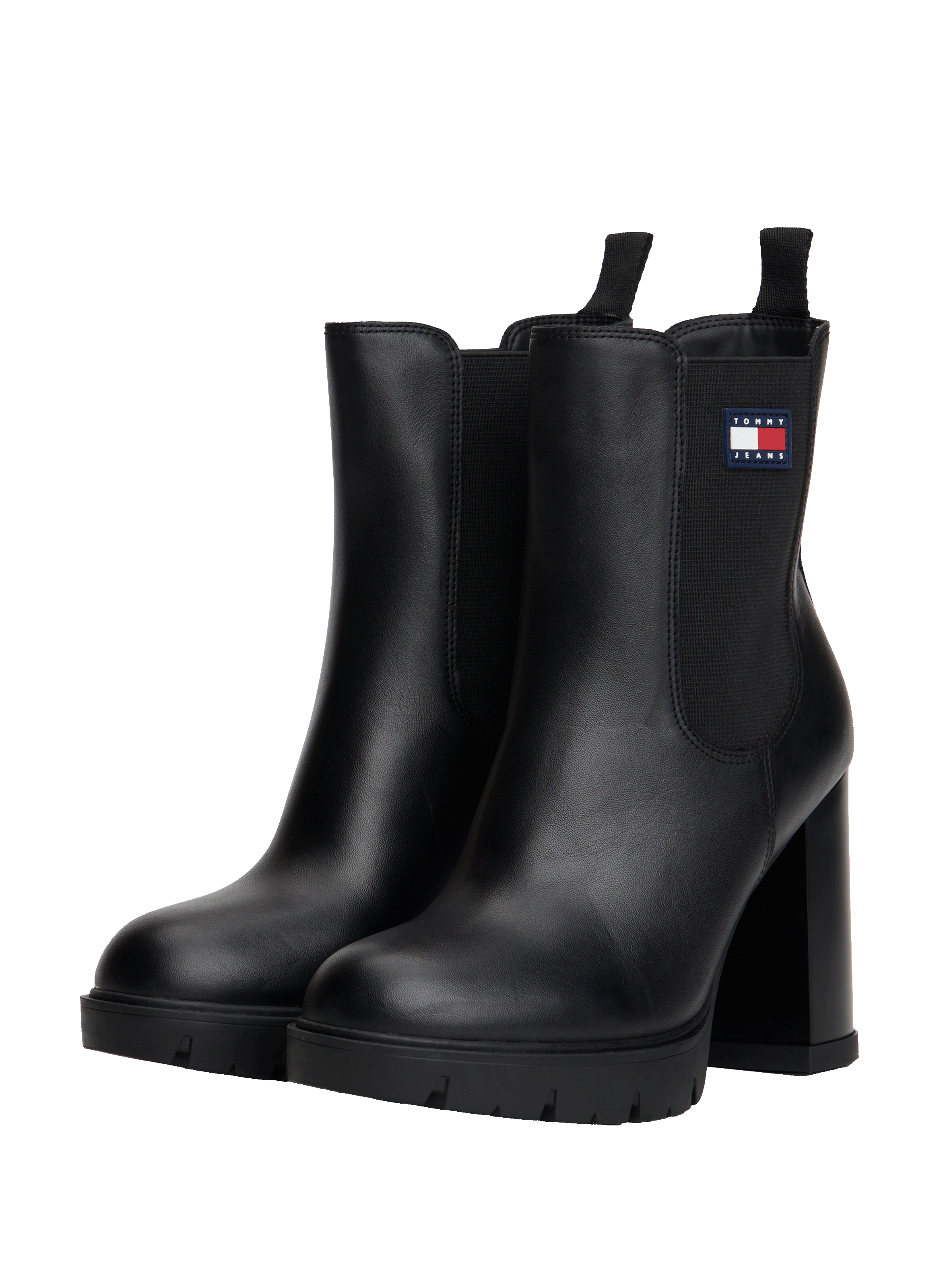 Bottines à talons hauts crantés en cuir TOMMY HILFIGER Noir