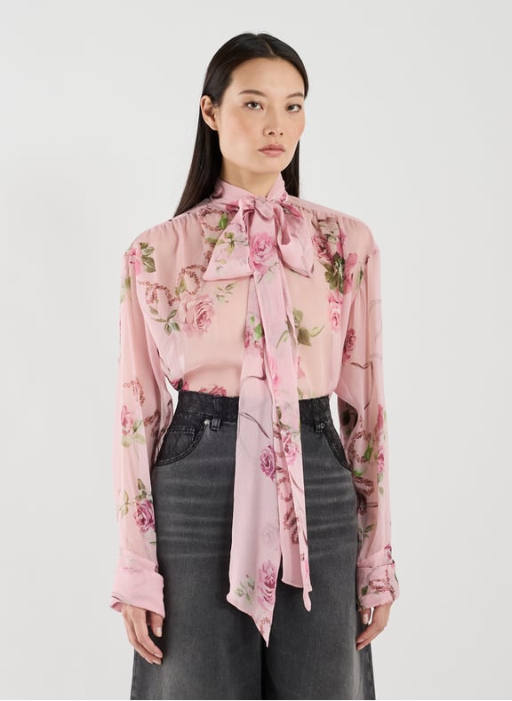 Floral print silk shirt Pink by BLUMARINE BLUMARINE Floral print silk shirt Pink