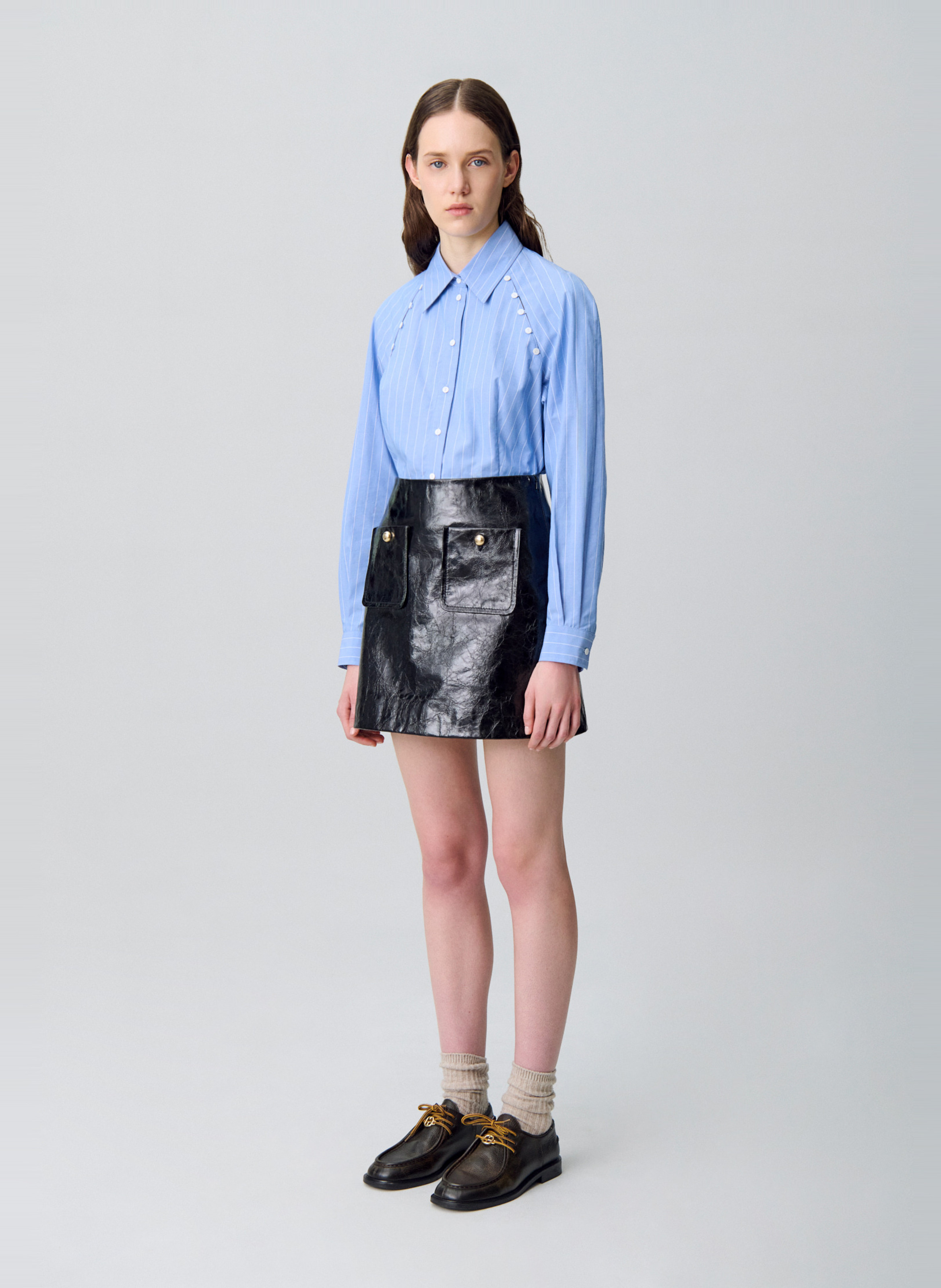 Chemise droite col classique en coton rayé chloelia CLAUDIE PIERLOT Multicolore