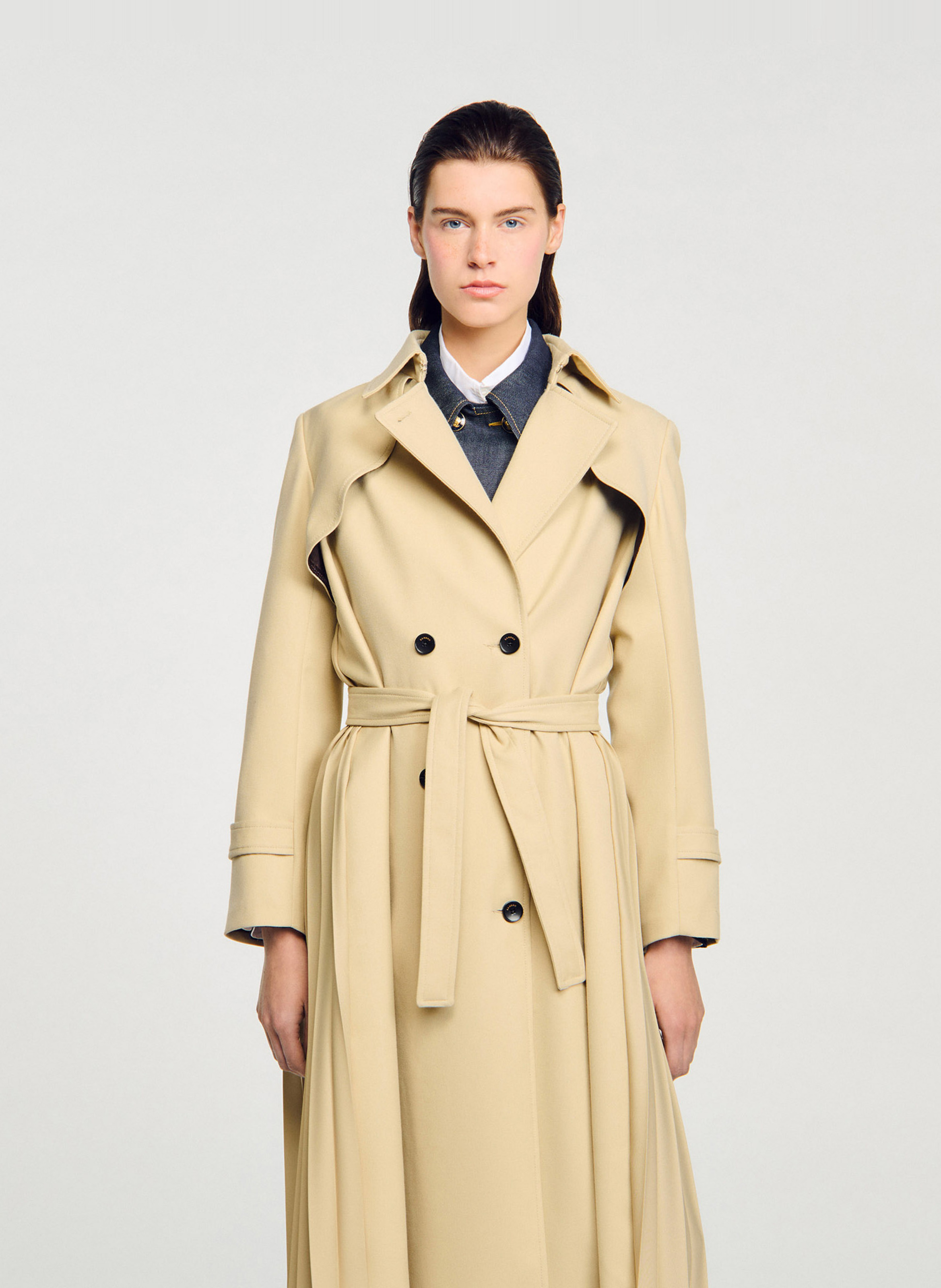 Trench oversize col tailleur SANDRO Beige