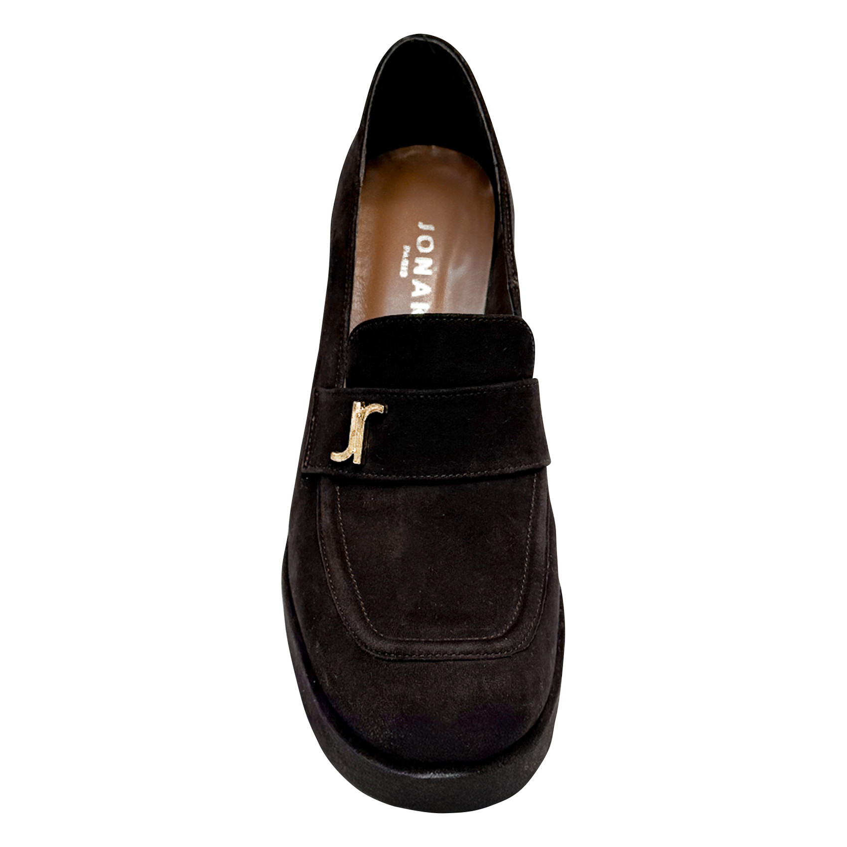 Mocassins à talons en cuir velours violon JONAK Marron