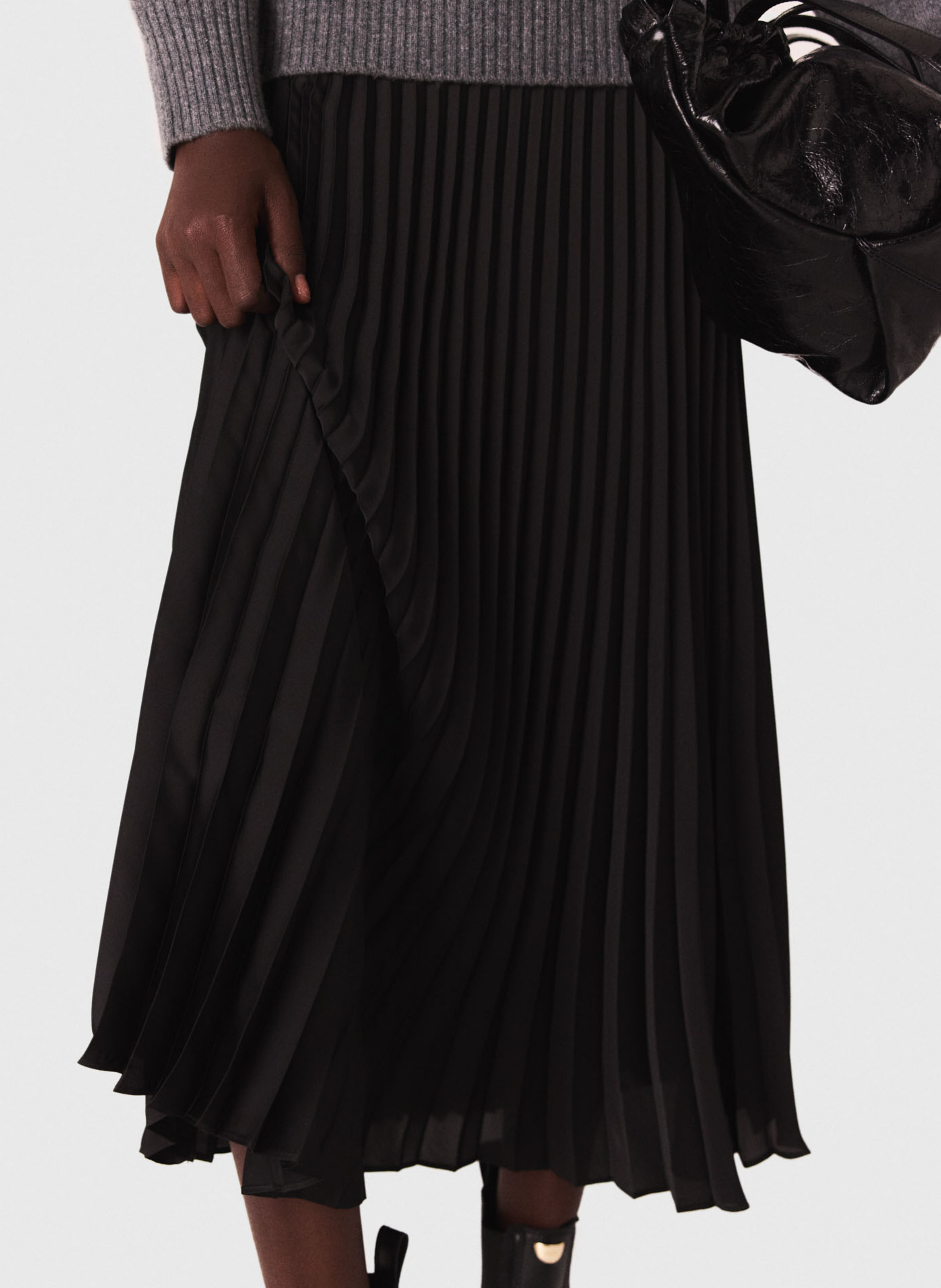 Robe longue col rond en laine mélangée MAJE Gris