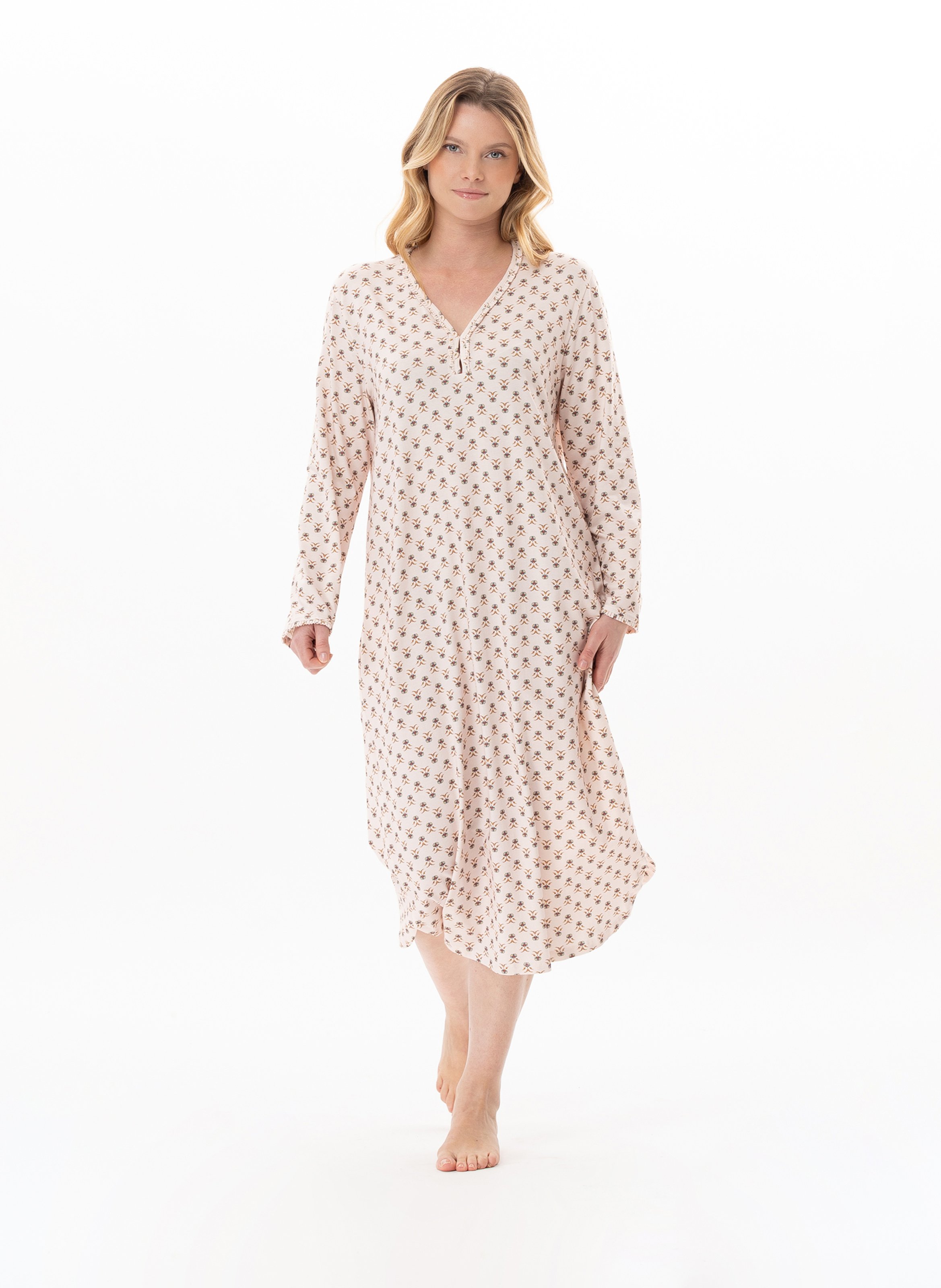 Chemise de nuit longue en coton modal tea time 111 LE CHAT Multicolore