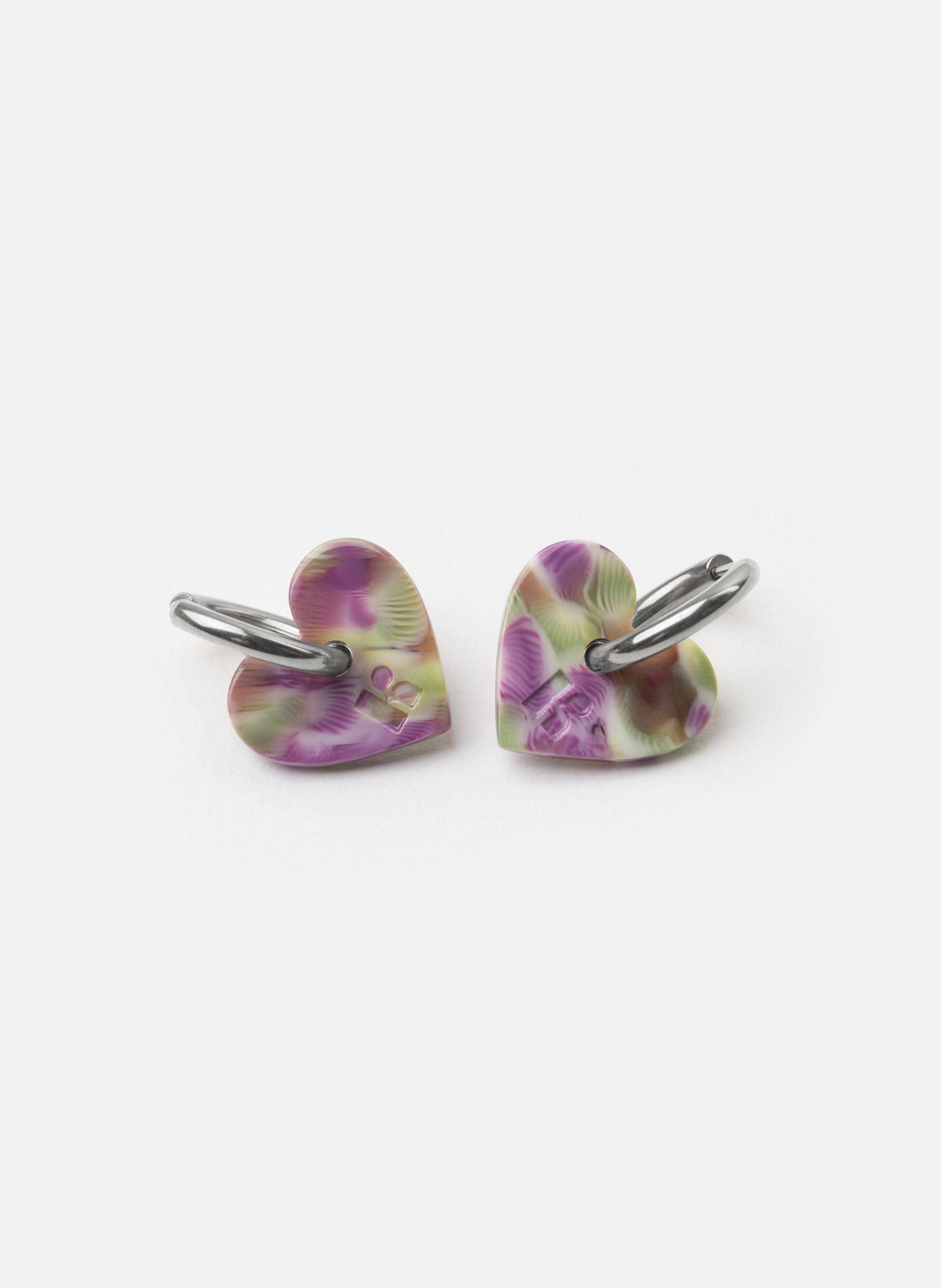 KURAGE GINZA Boucles d'oreilles lova lova avec anneaux en acier inoxydable argenté Vert