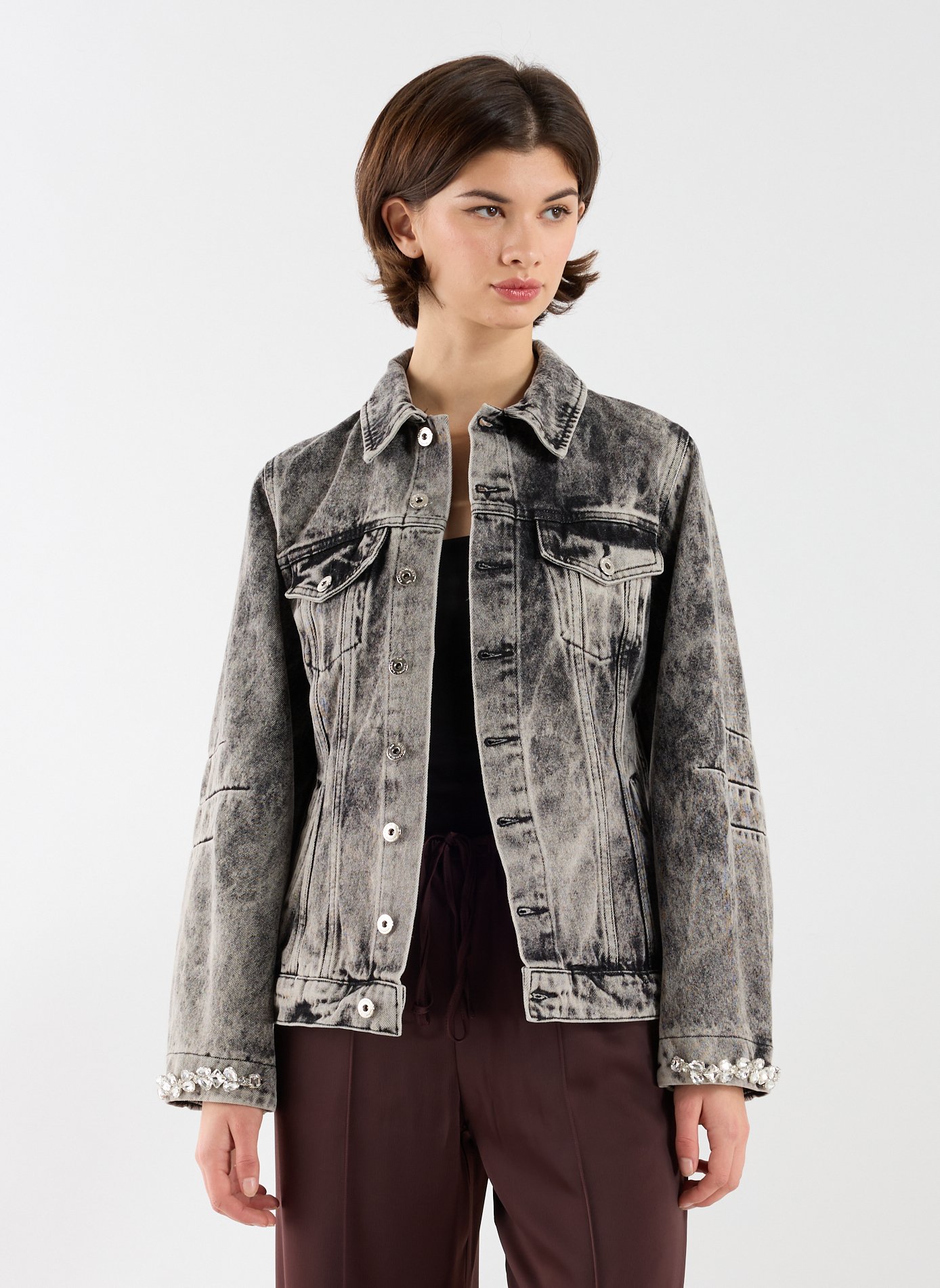 MARQUES ALMEIDA Classic collar washed cotton jacket Black