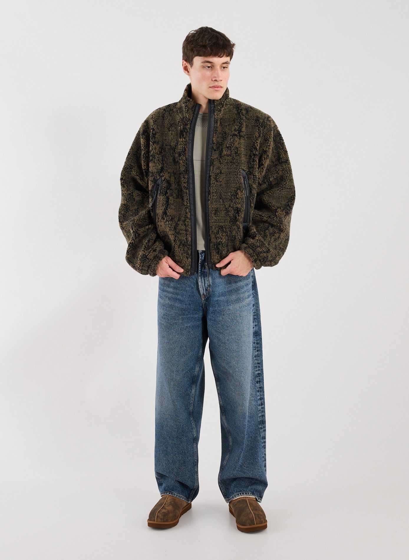 Oversized high-neck Eween fleece jacket ROA Khaki