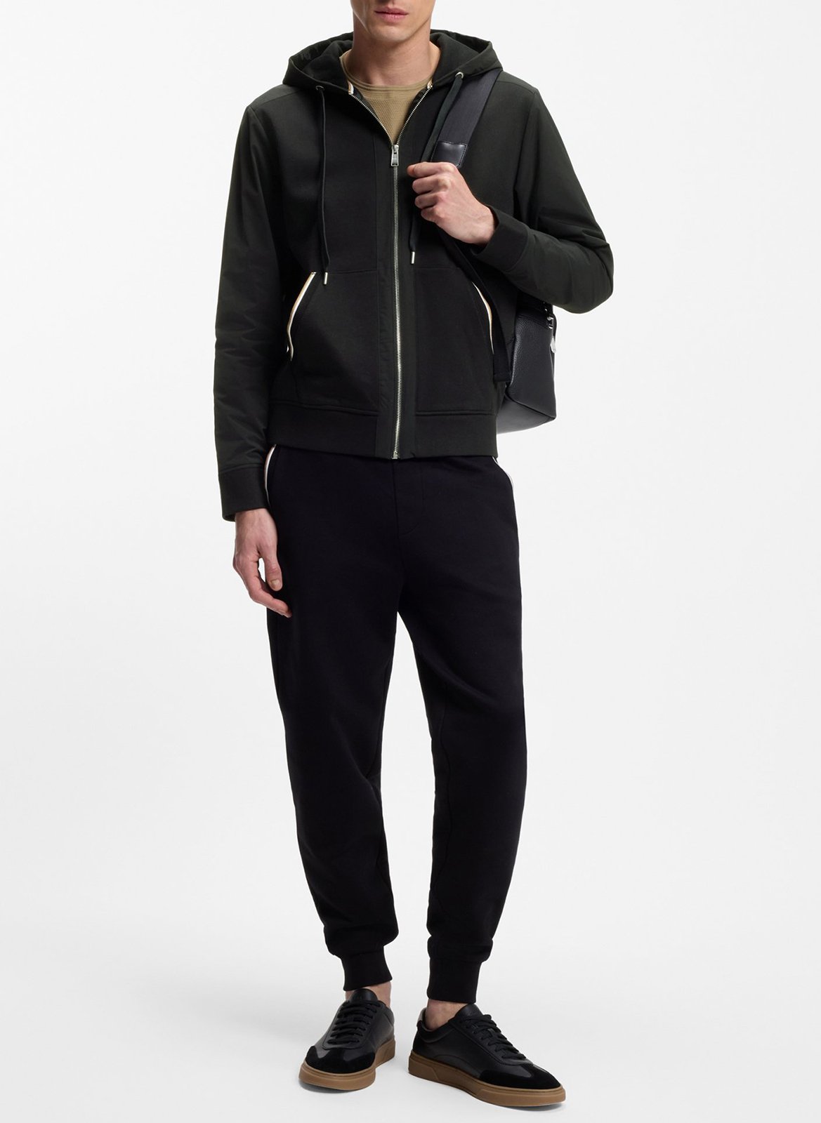 Sweatshirt col rond en coton BOSS Noir