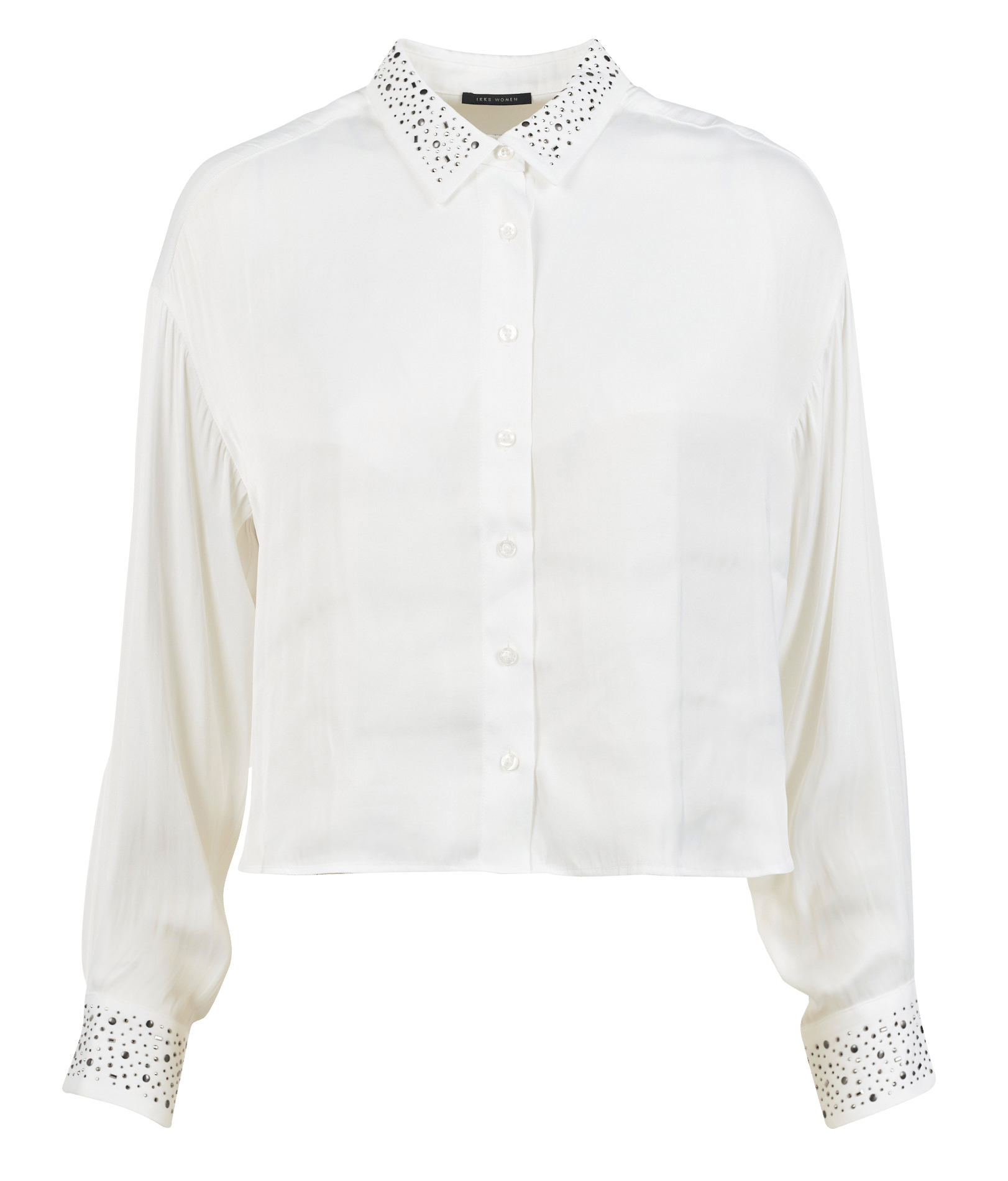 Chemise courte col classique à strass IKKS Blanc