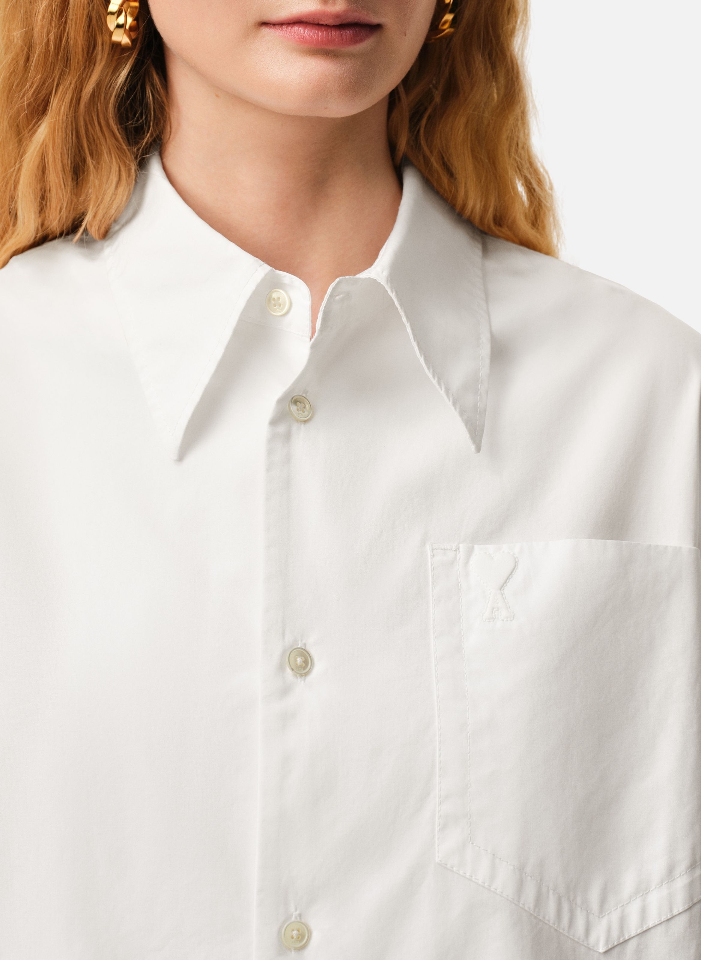 Chemise large ami de coeur unisexe en coton AMI PARIS Blanc