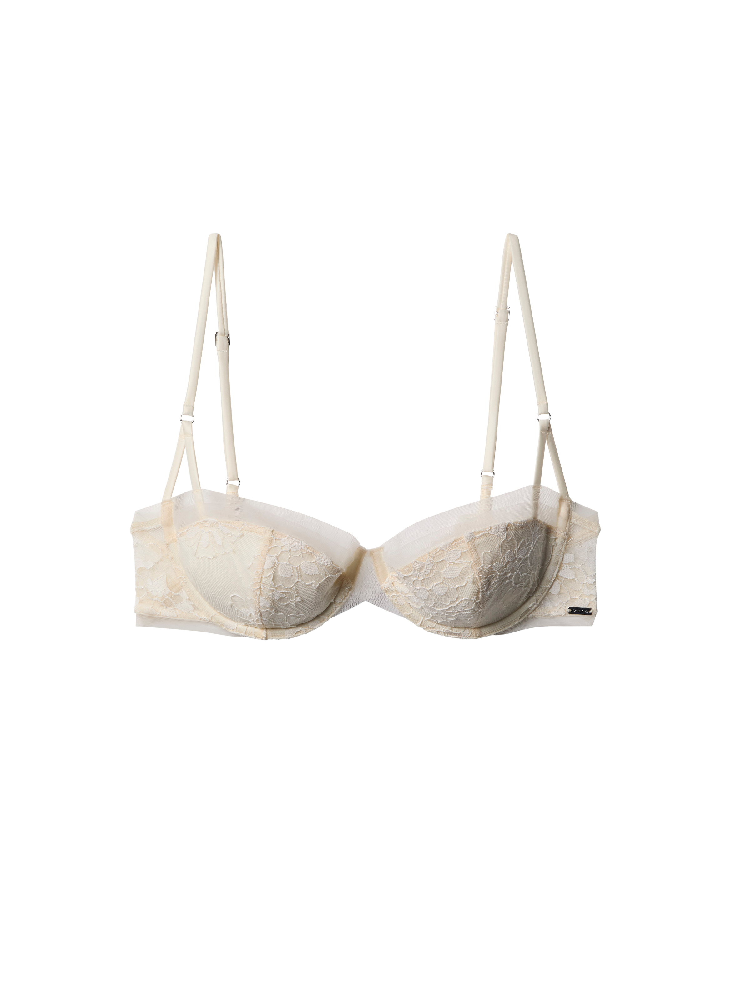 Soutien-gorge balconnet en dentelle florale CALVIN KLEIN Blanc
