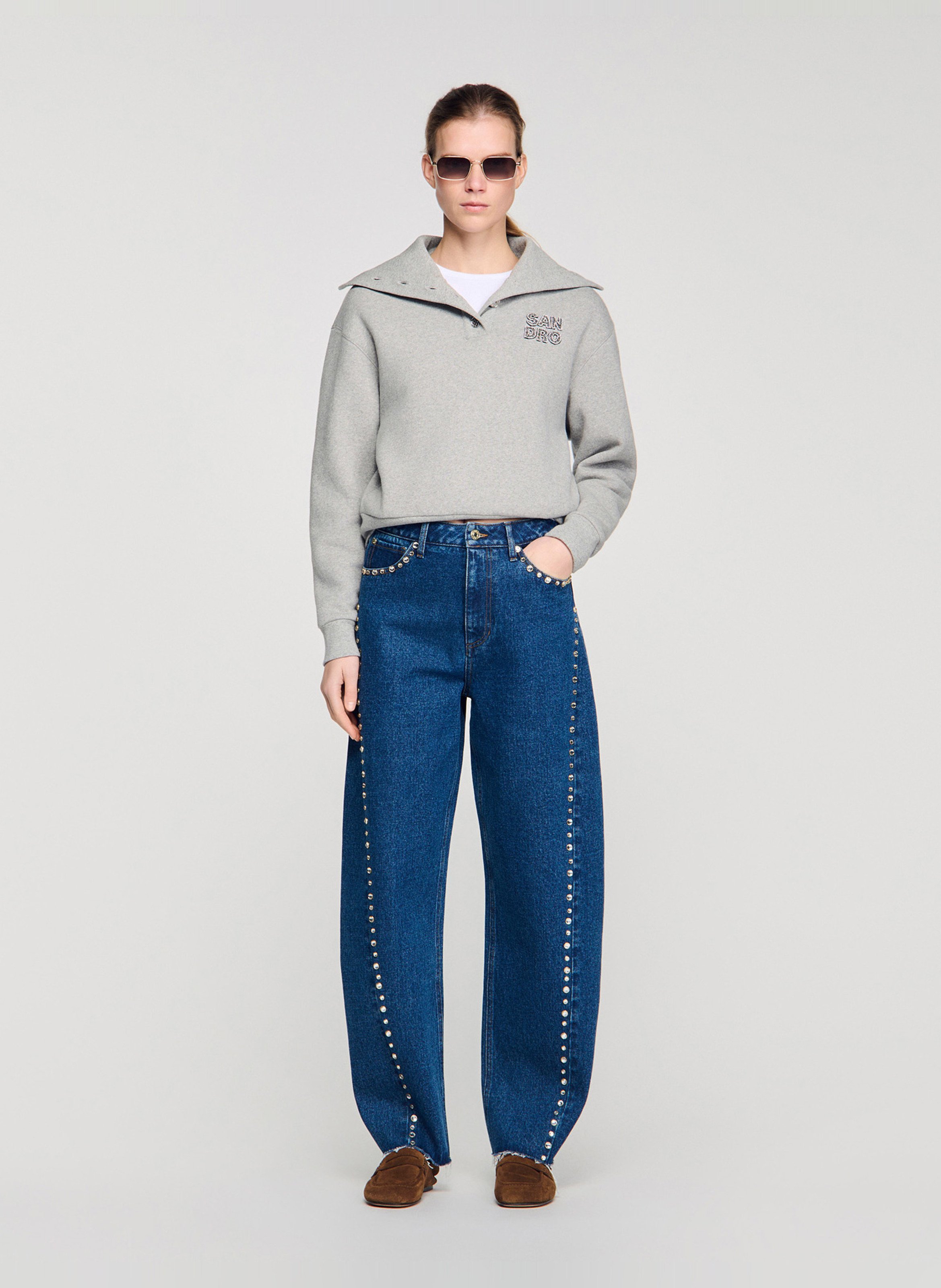 Jean barrel en coton SANDRO Bleu