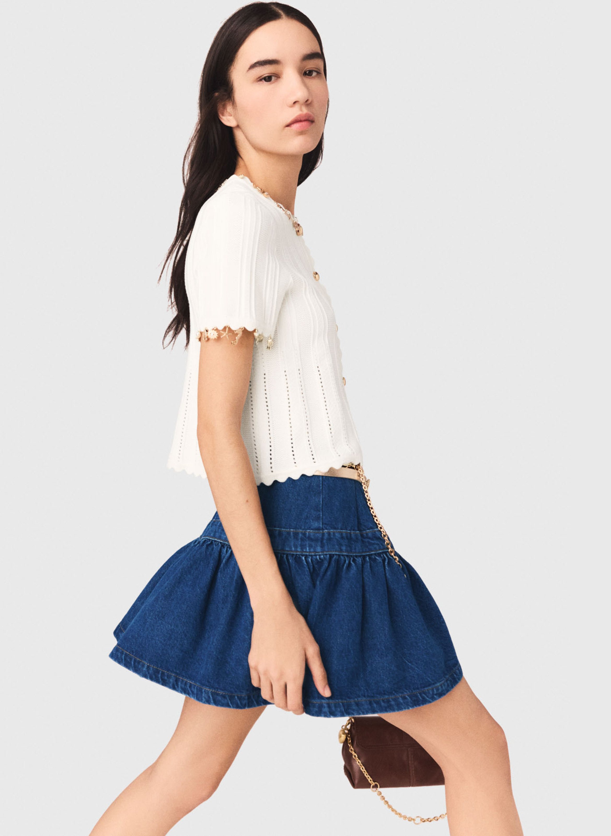 Cardigan évasé en coton mélangé MAJE Blanc