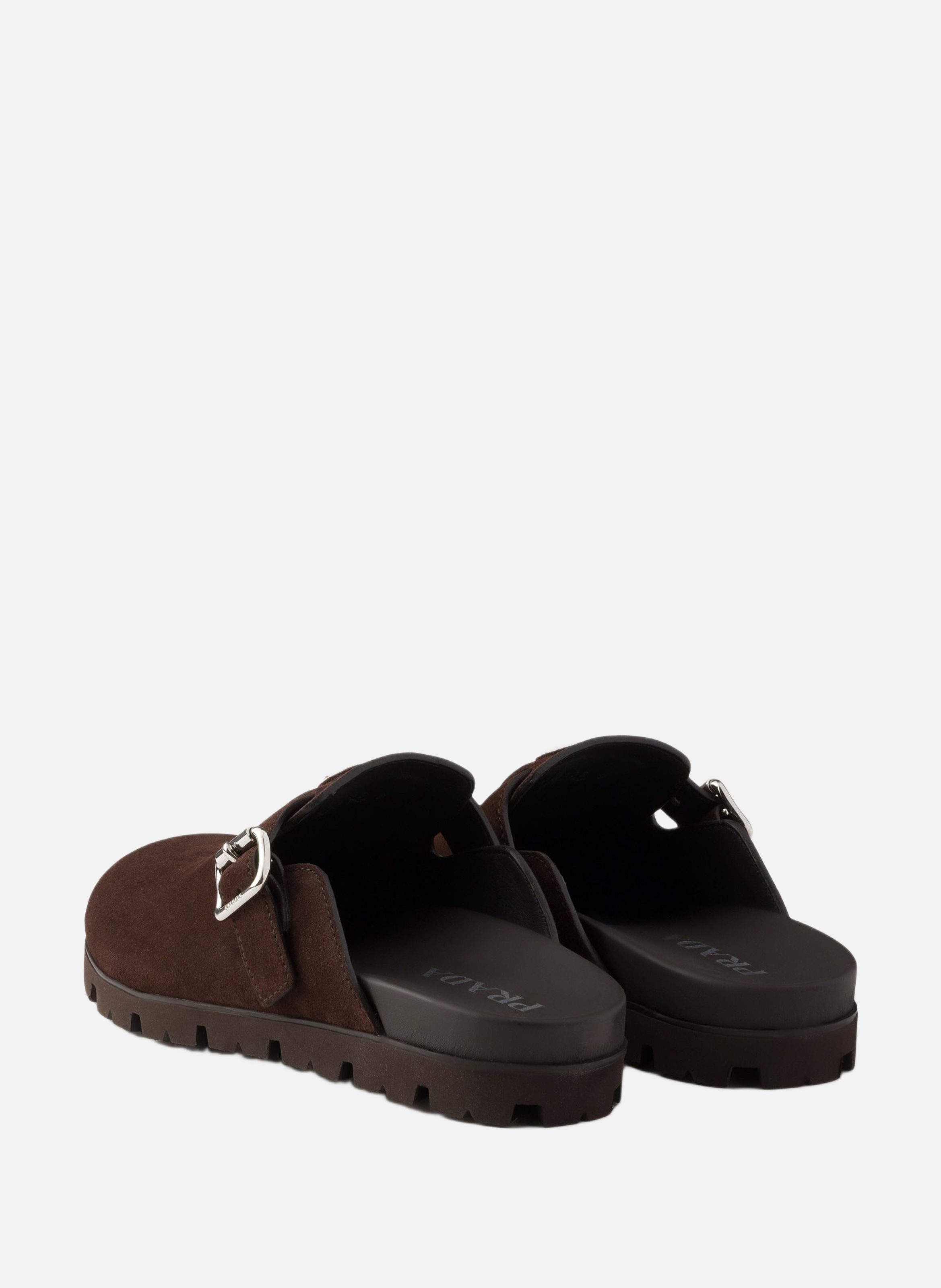 Mules en veau velours PRADA Marron