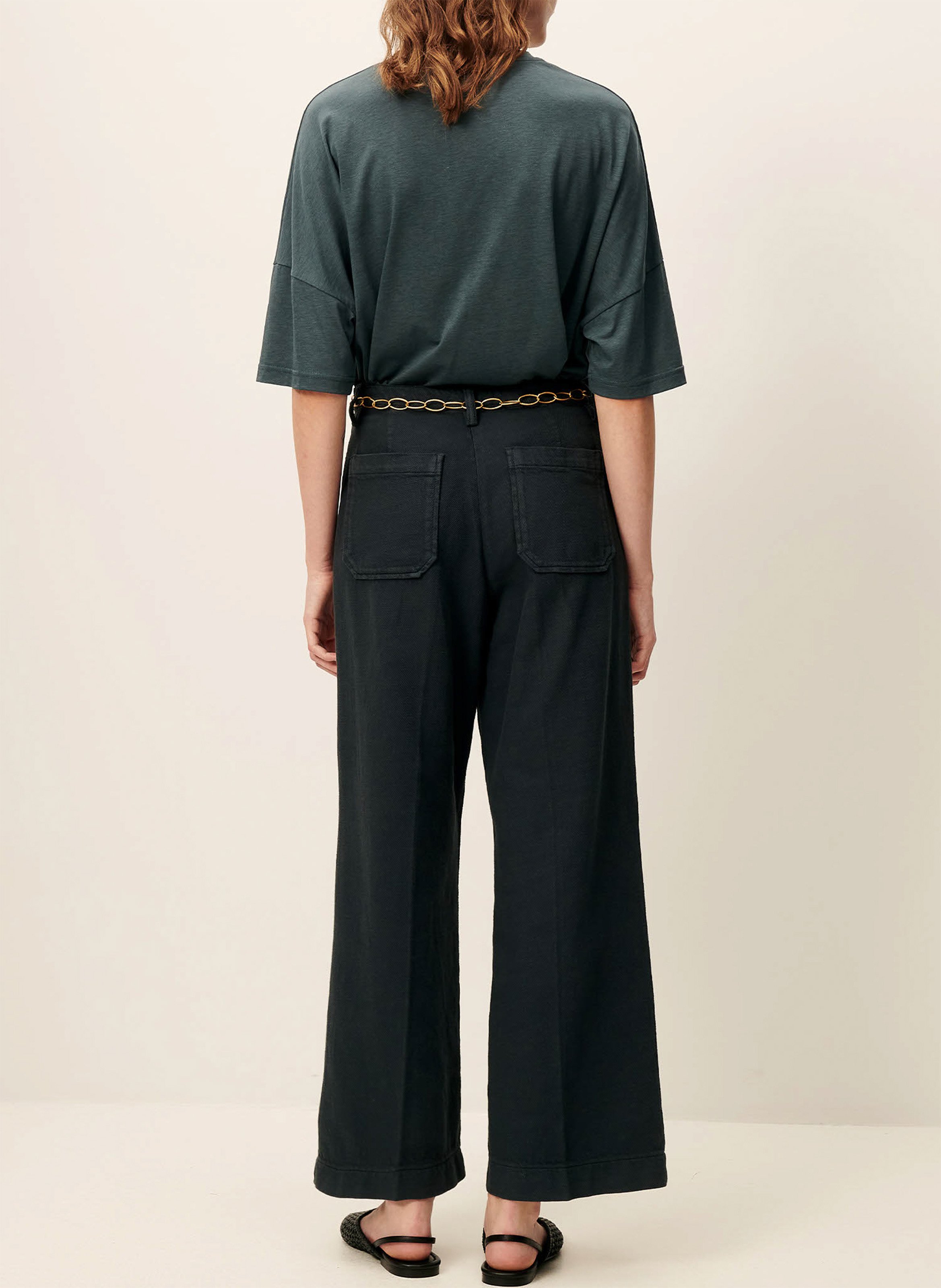 Pantalon droit plissé et texturé en coton hendrick SESSUN Vert