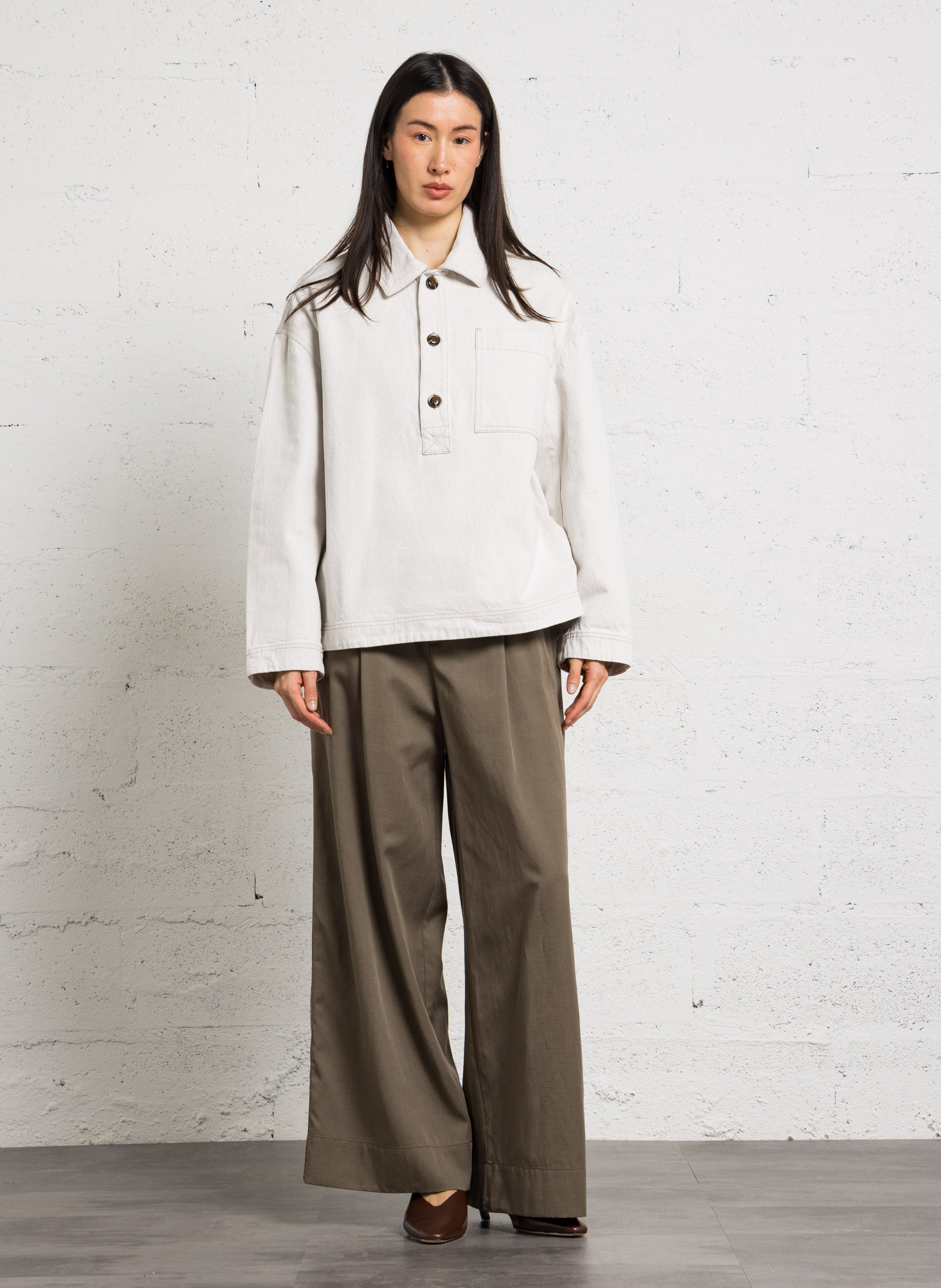 Surchemise ample en denim austin SOEUR Beige