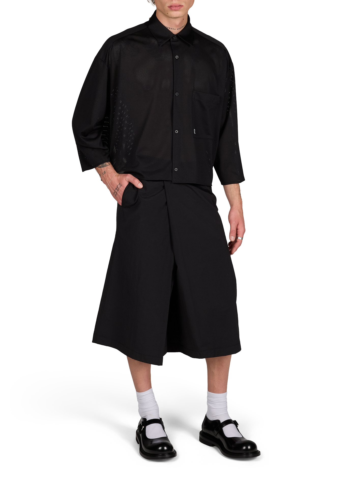 Chemise ample ajourée col classique MERELY MADE Noir