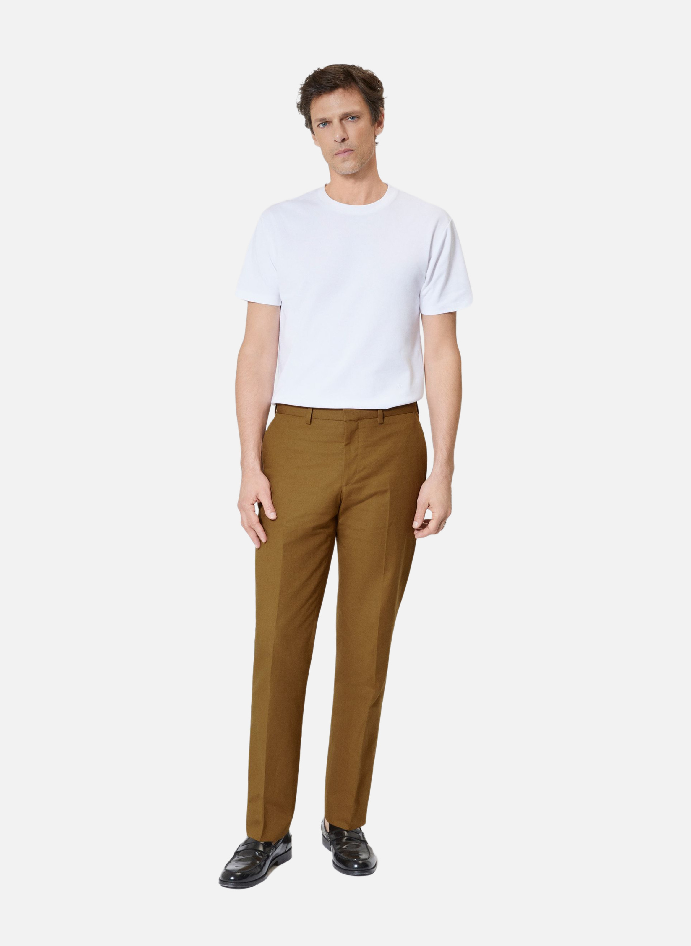 Pantalon de costume en coton lin THE KOOPLES Marron