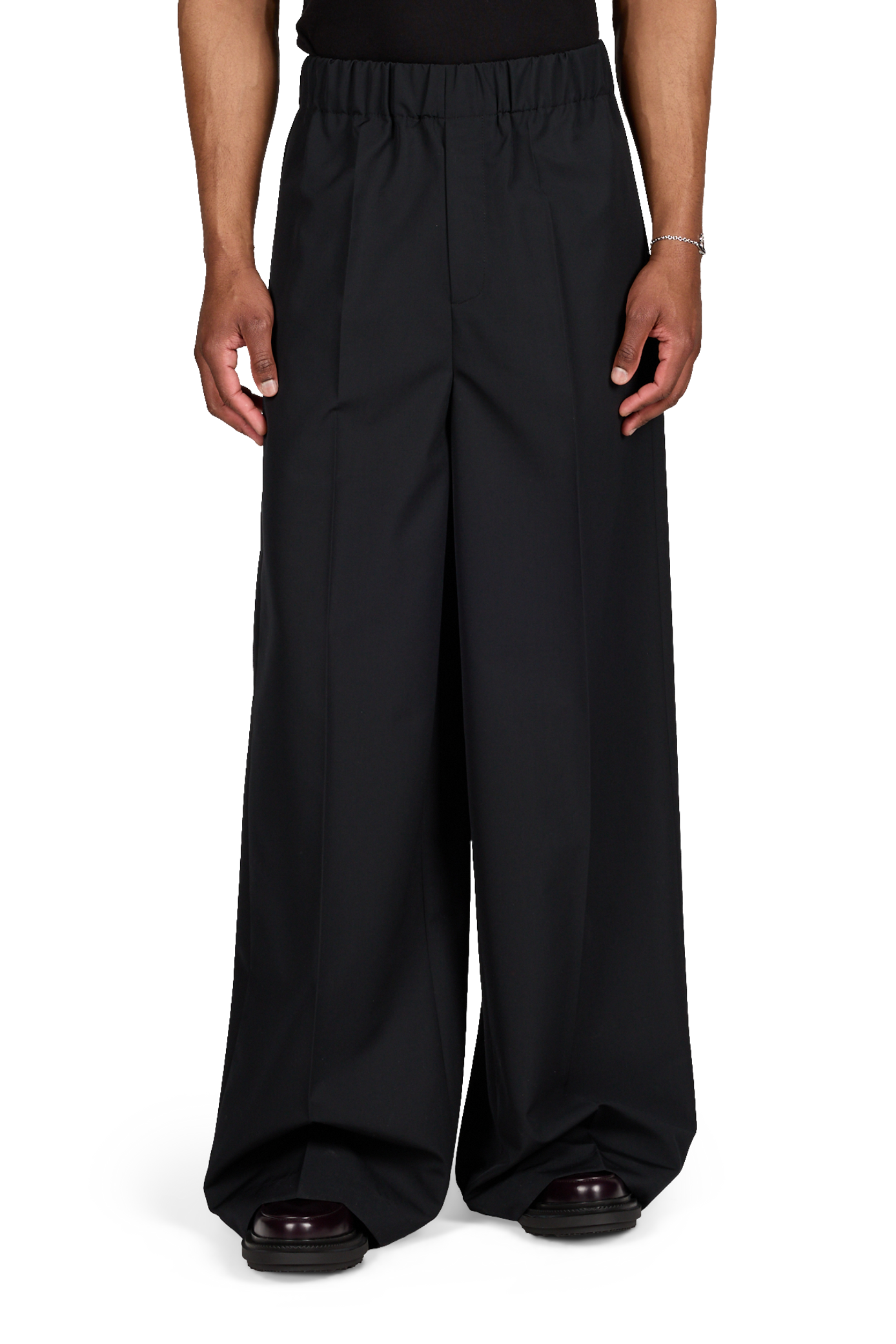 Wide-leg wool blend trousers  SEAN SUEN Black