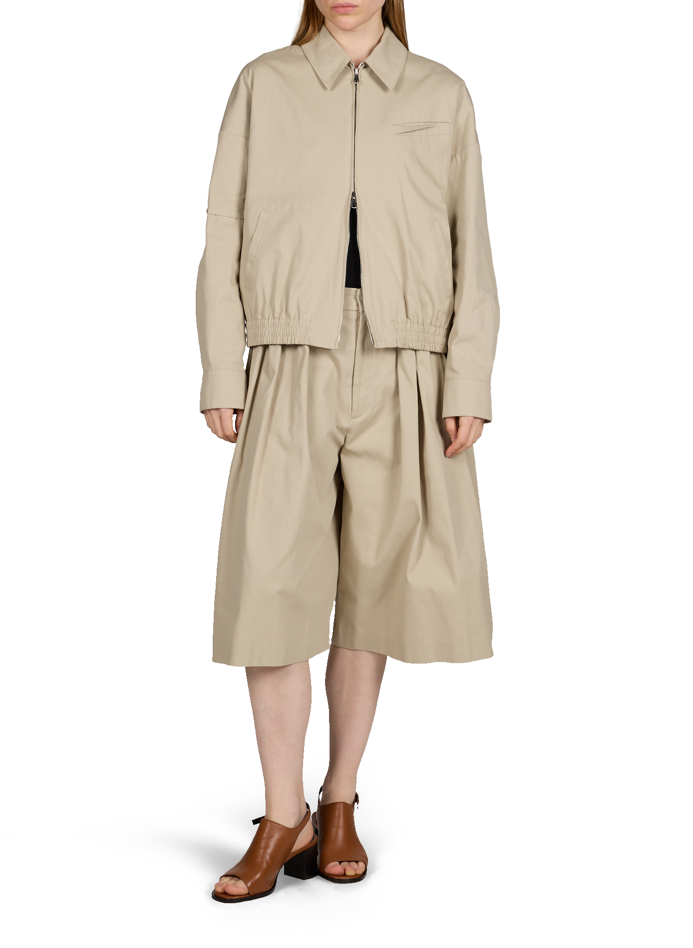 Veste unie col classique en coton TIBI Beige