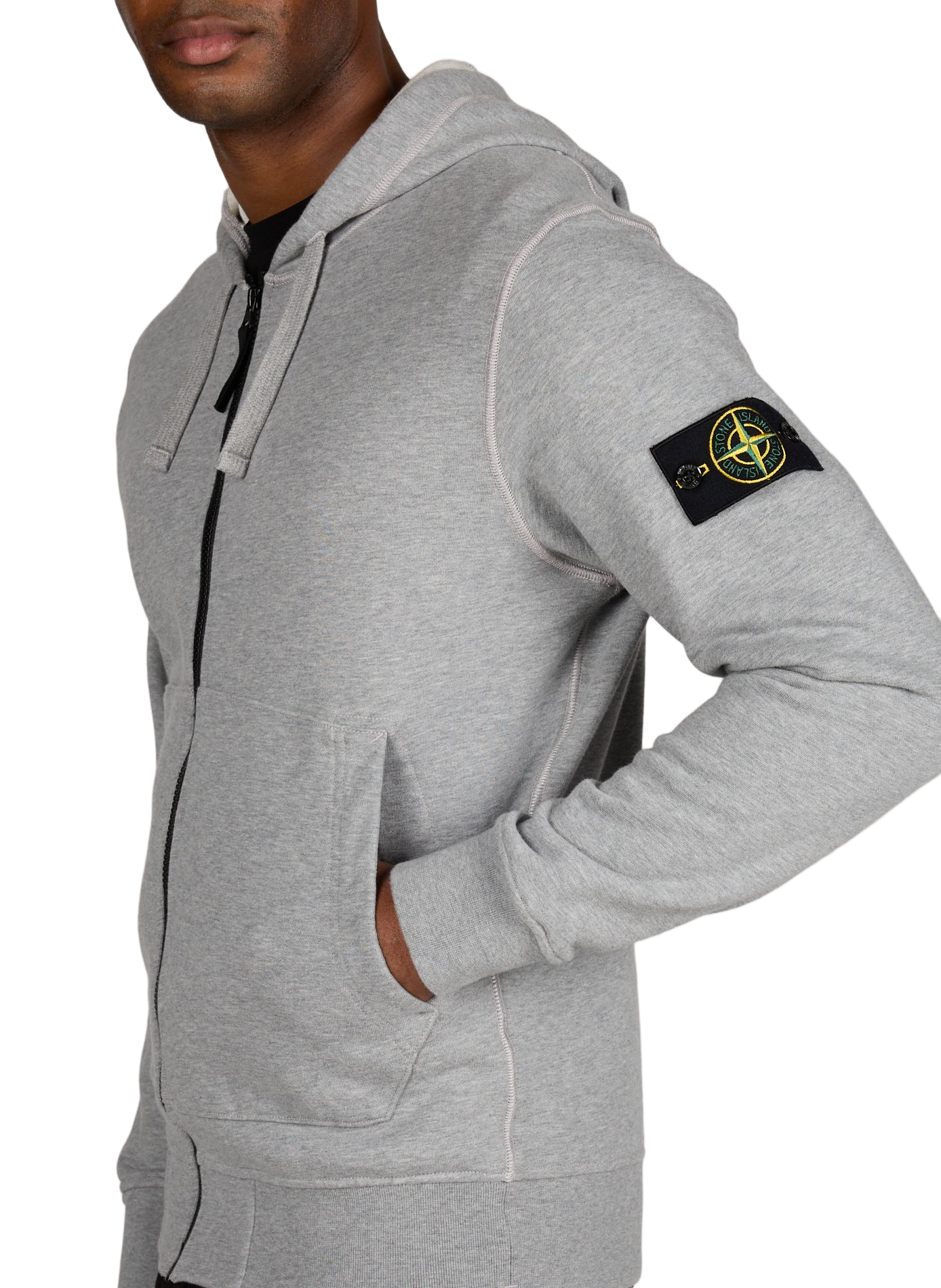 Hoodie mit Reißverschluss aus Baumwolle STONE ISLAND Grau