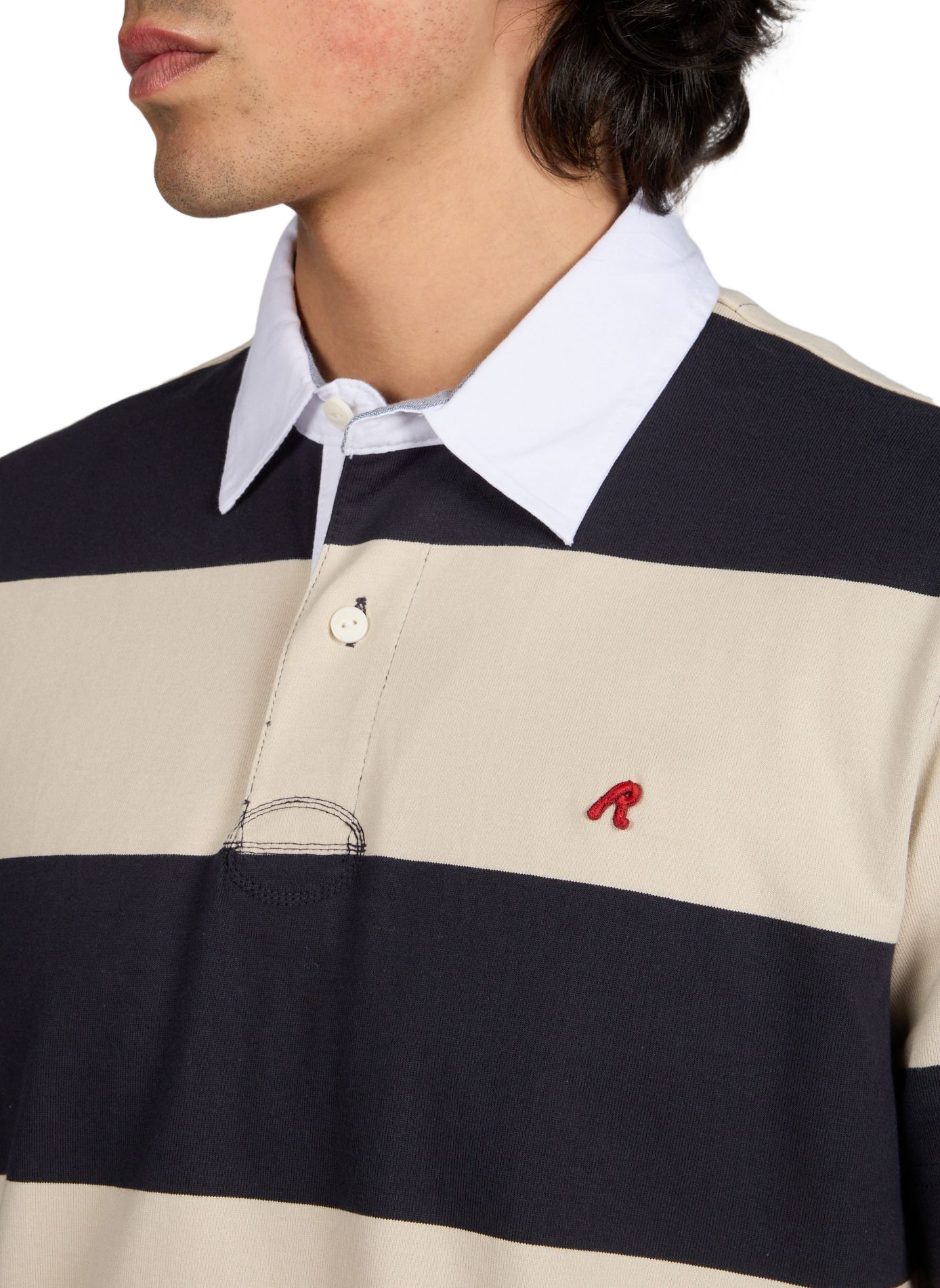 Short-sleeved striped cotton polo REPLAY Blue