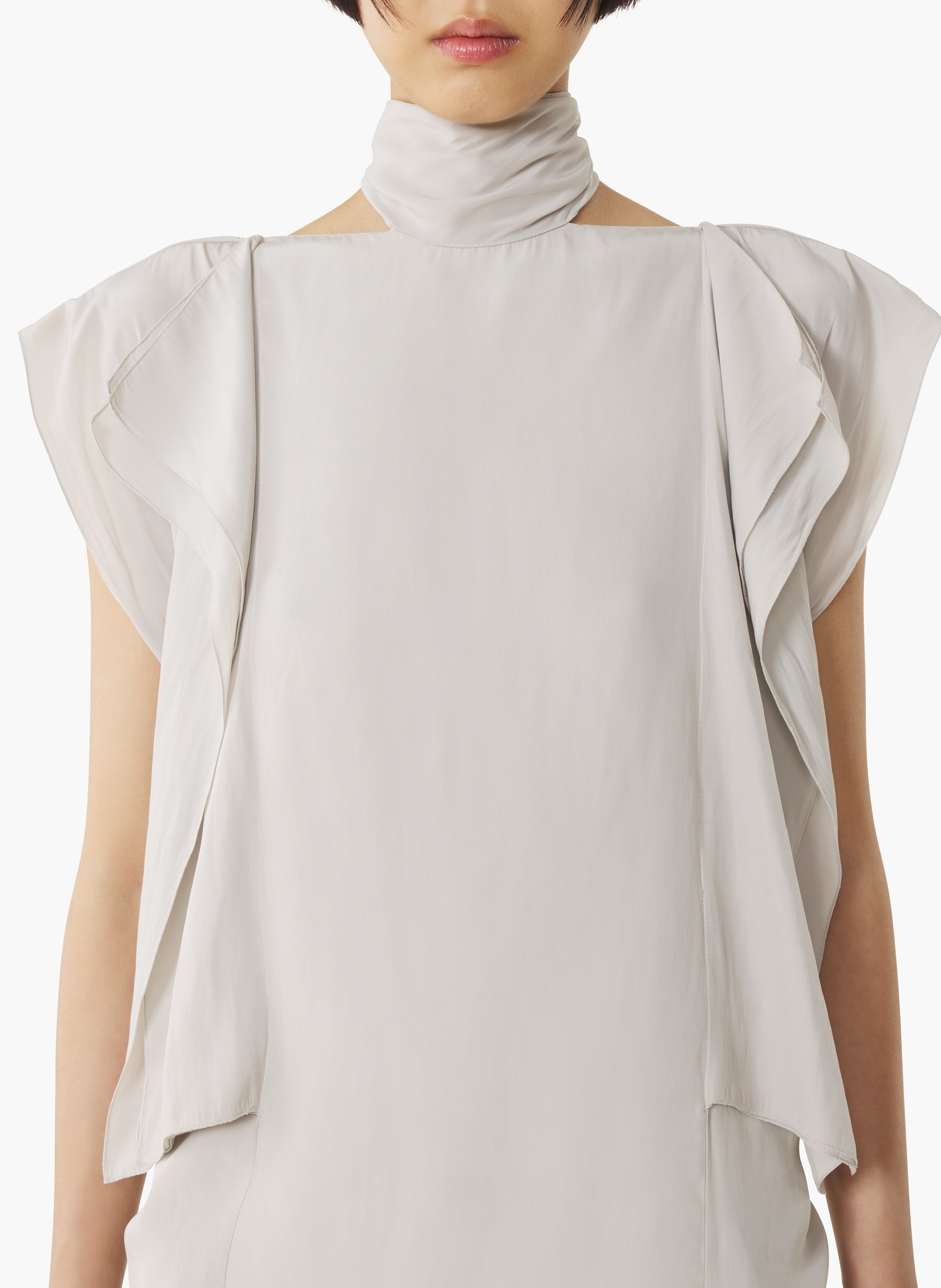 Haut à volants en charmeuse LANVIN Blanc