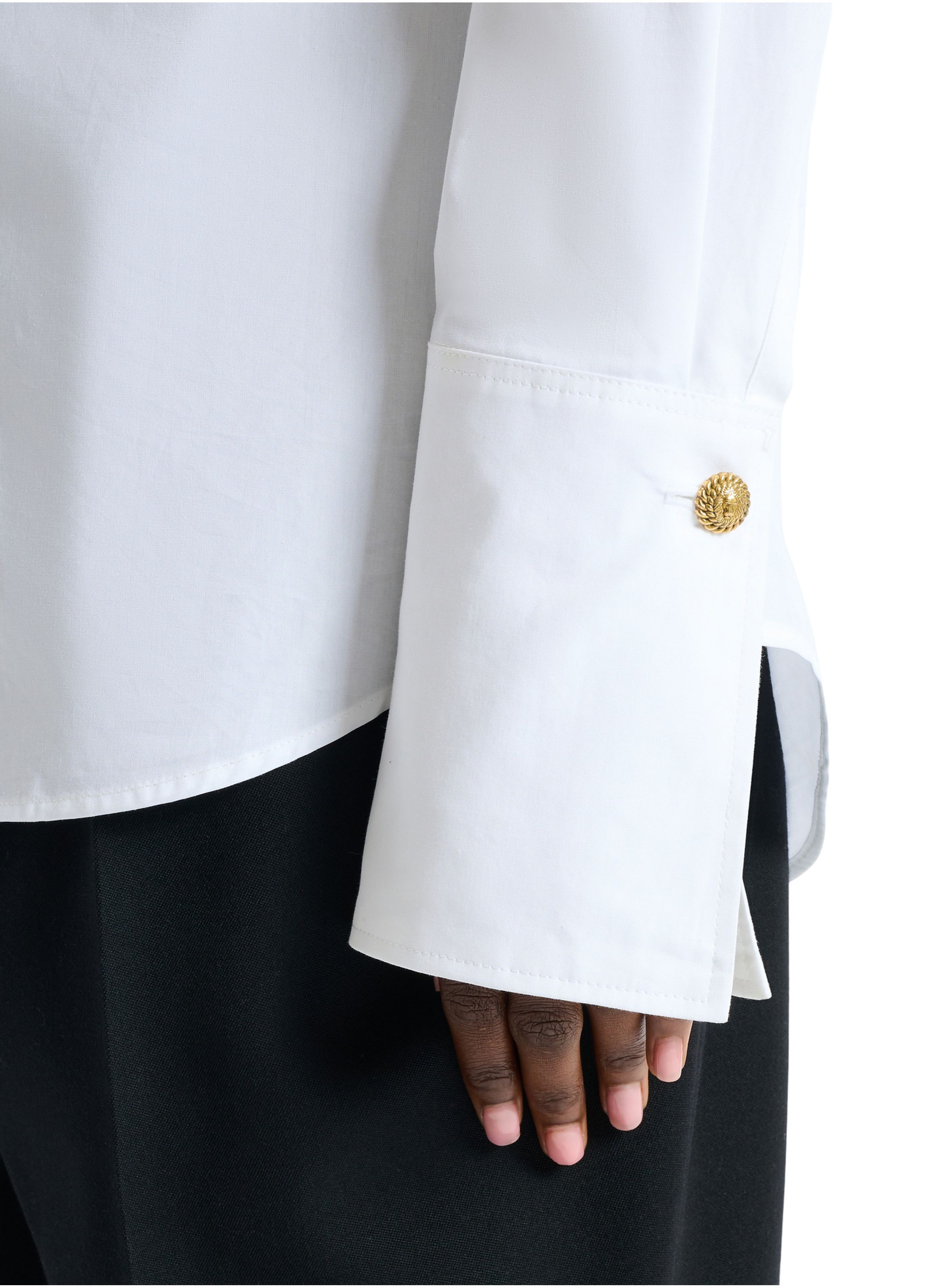 Chemise en popeline de coton BALMAIN Blanc