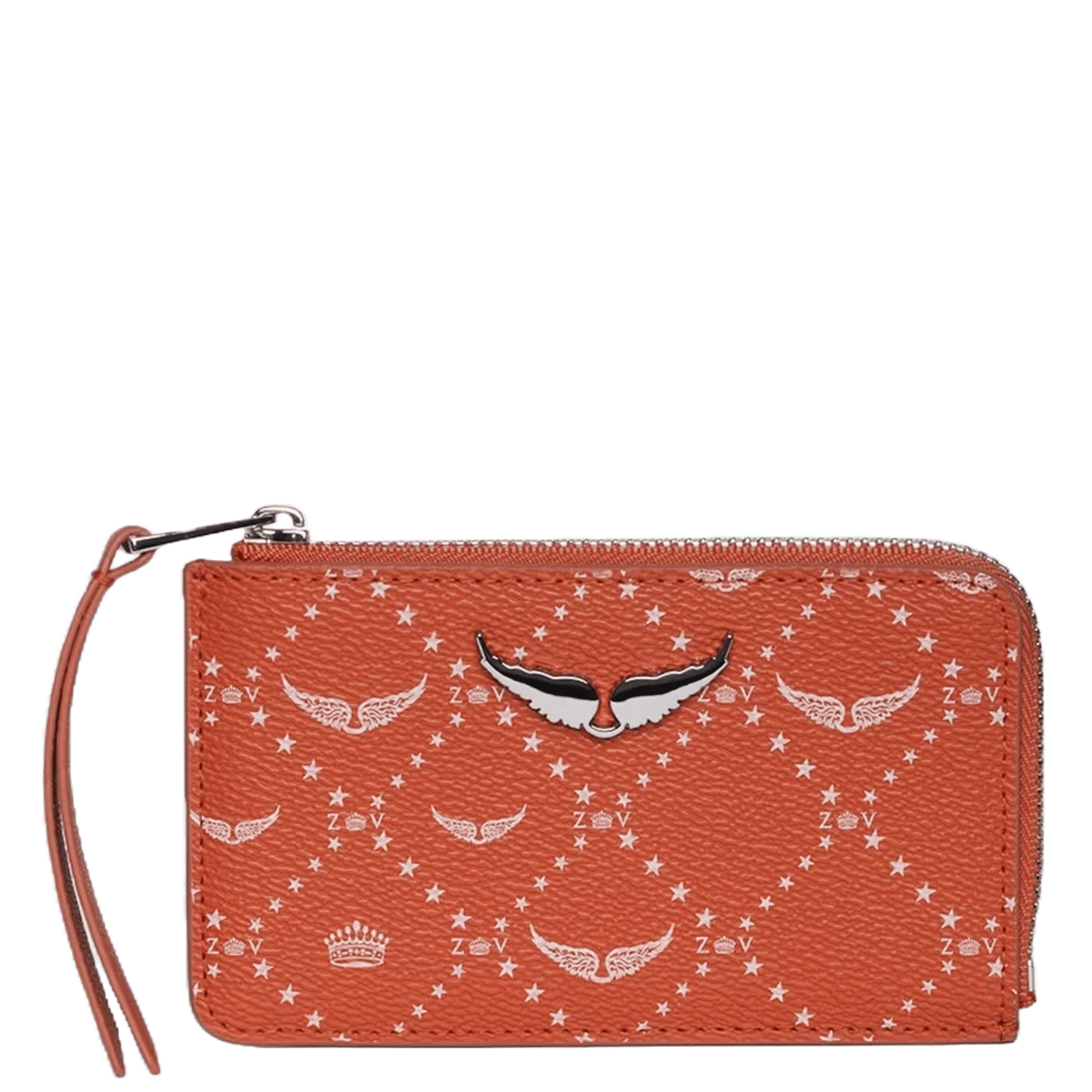 Embossed shiny leather card holder zv card ZADIG&VOLTAIRE Orange
