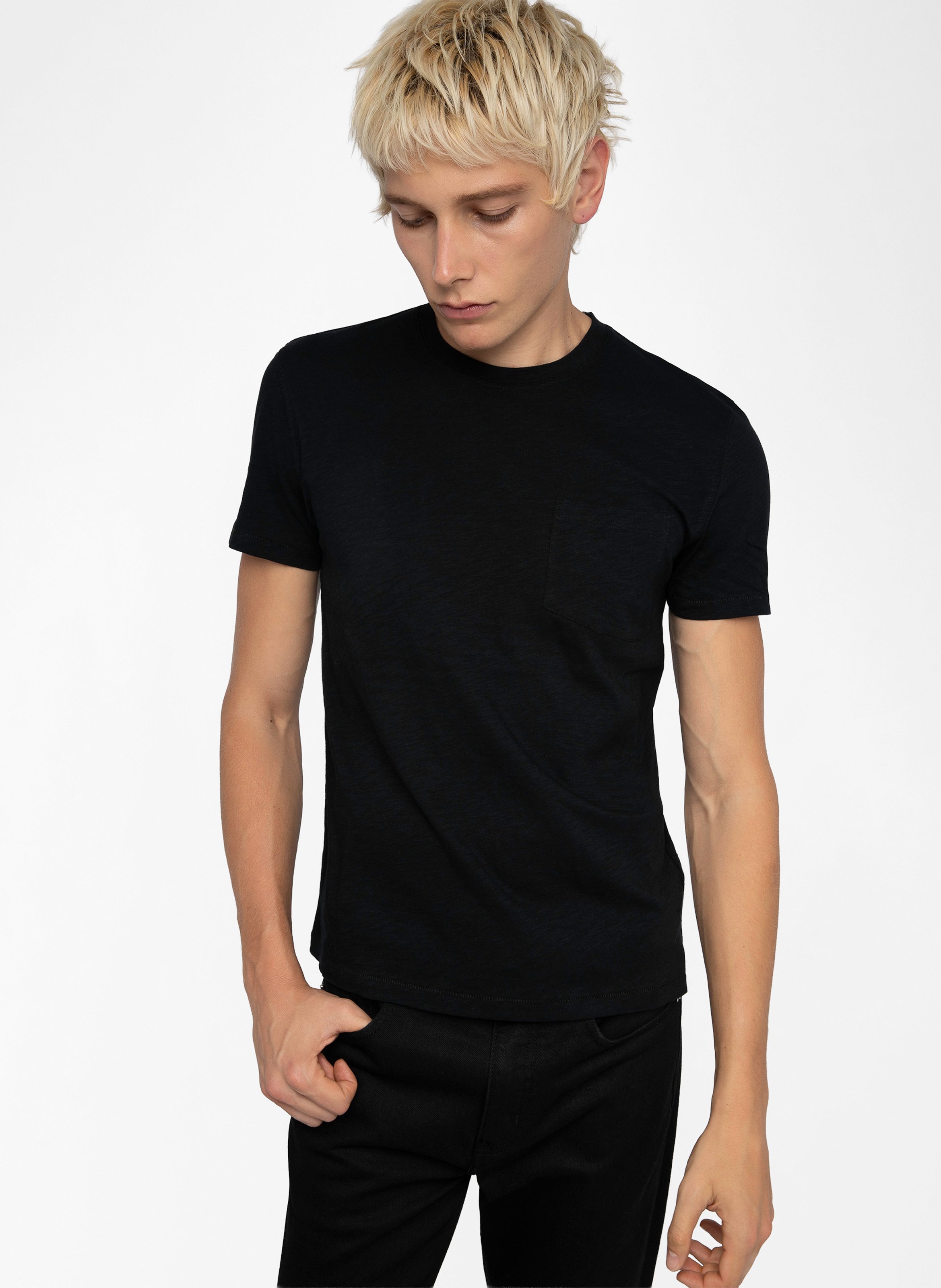 Tee-shirt droit col rond sérigraphié en coton stockholm ZADIG&VOLTAIRE Noir