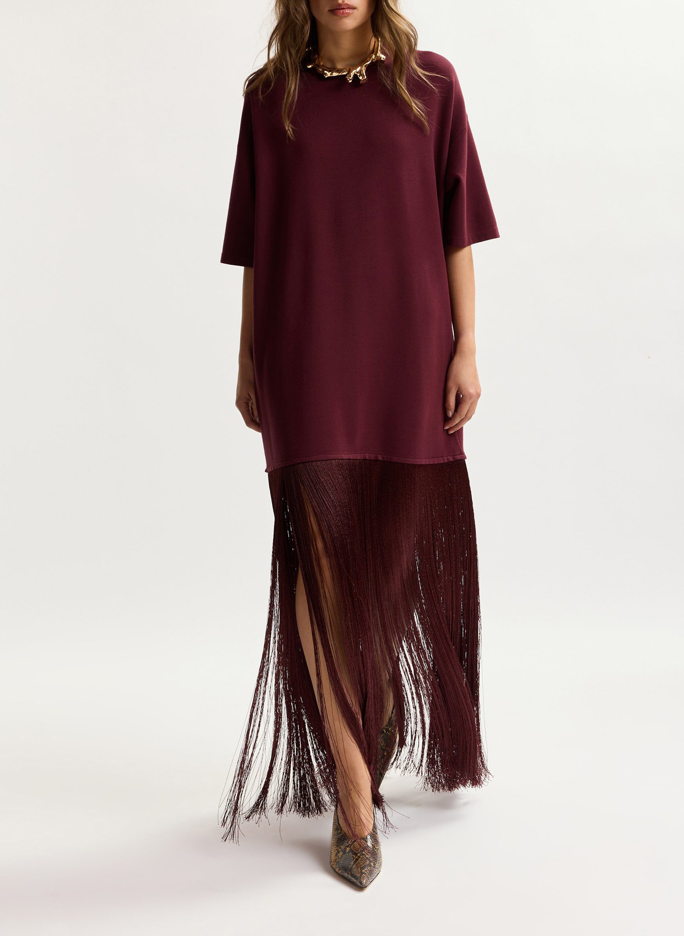 Robe courte col rond à franges keremony ESSENTIEL ANTWERP Rouge
