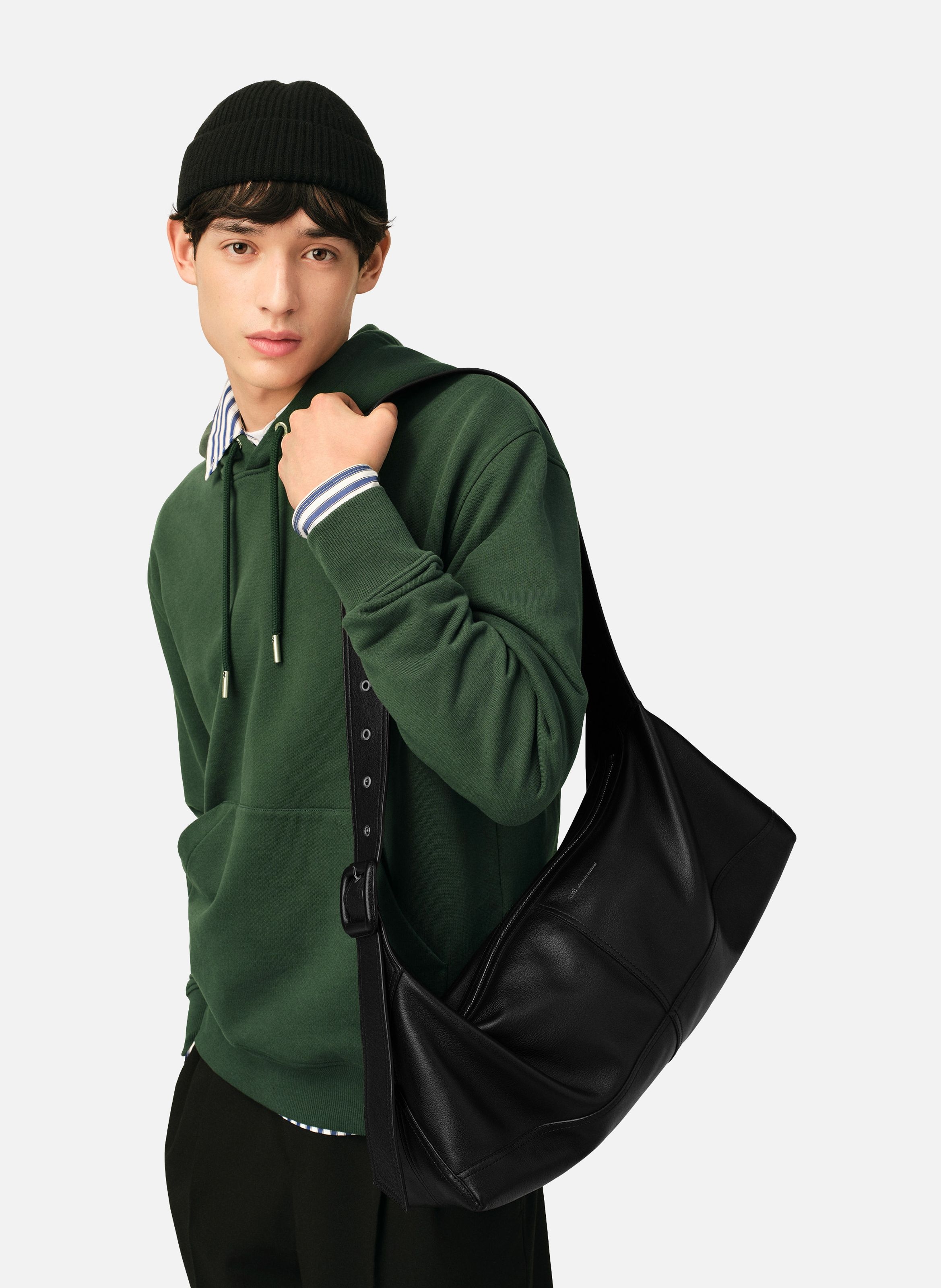 Petit sac crossbody etienne unisexe en cuir de taurillon AMI PARIS Noir