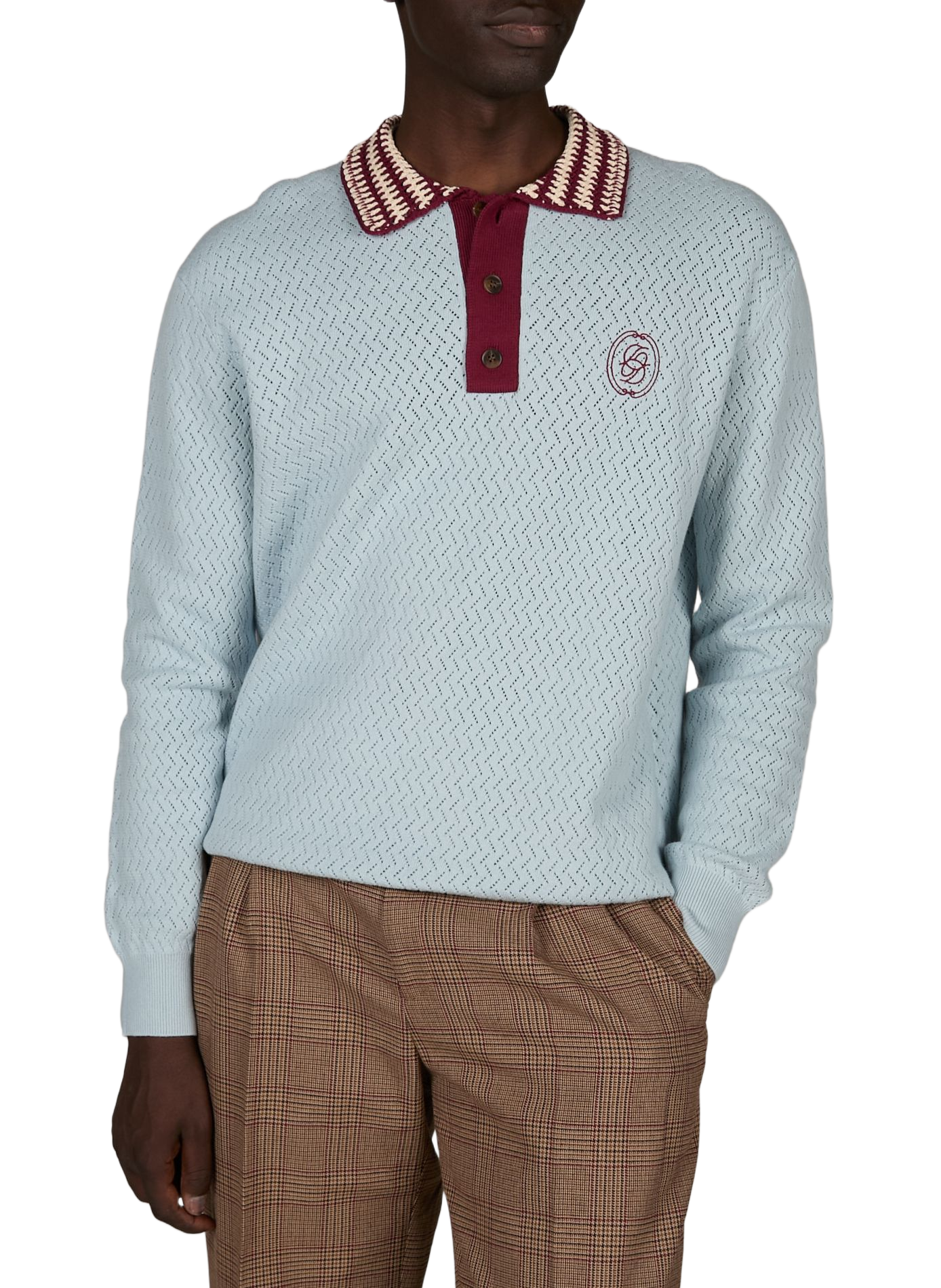 Rechte polo van katoenen gebreide stof. DROLE DE MONSIEUR Blauw