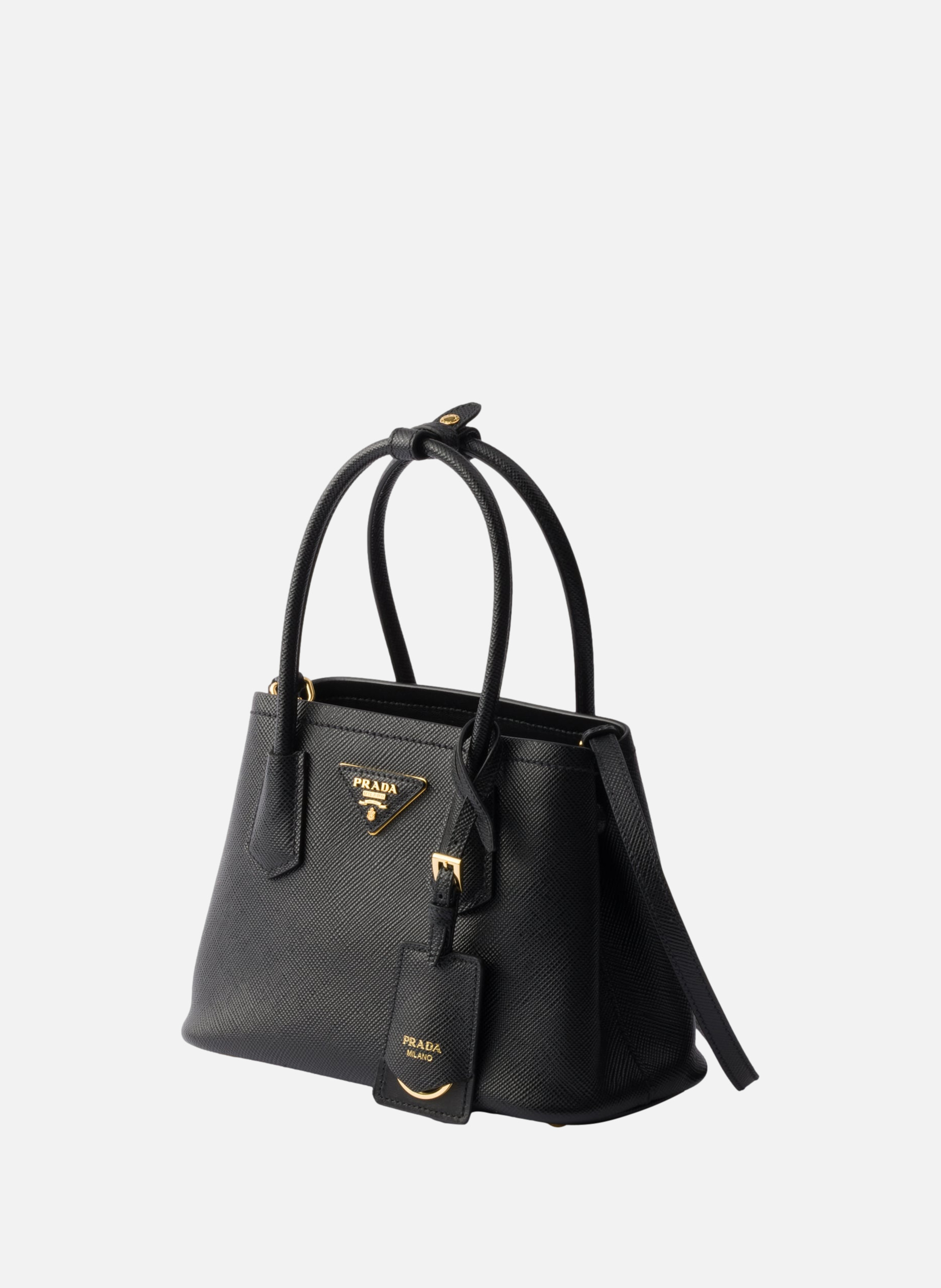 Mini sac prada double en cuir saffiano PRADA Noir