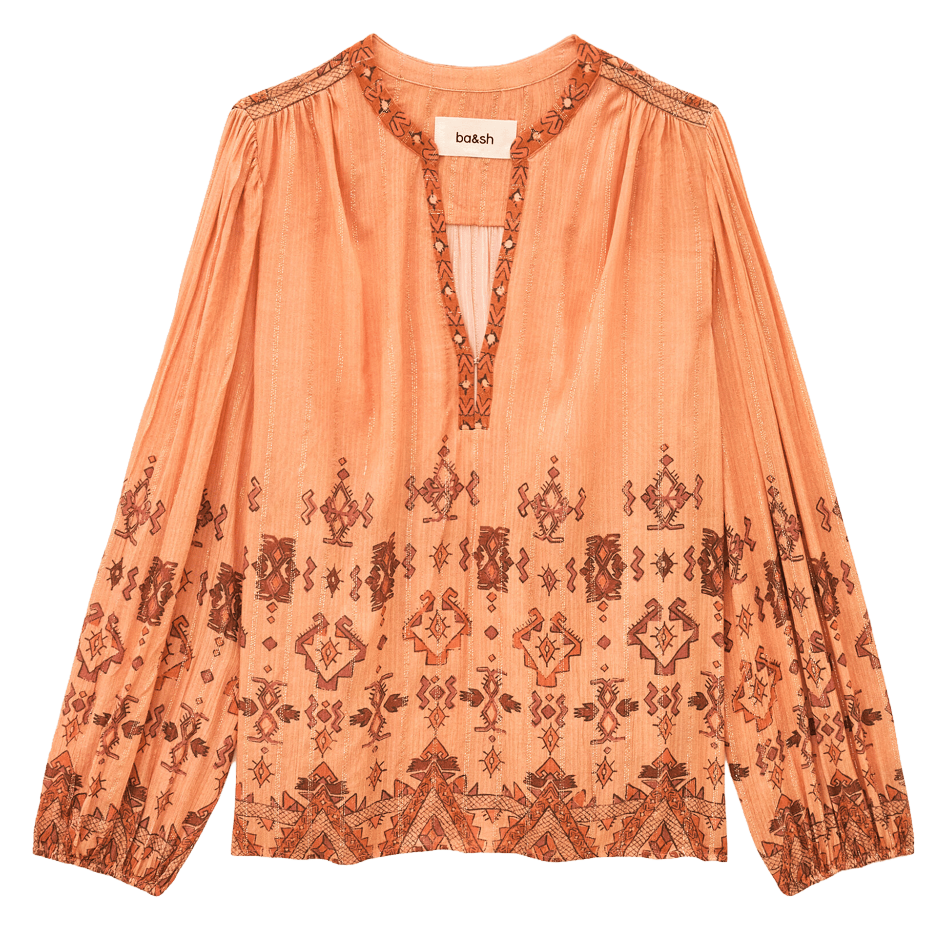 Gedrukte blouse met Tunisie kraag zato BA&SH Oranje